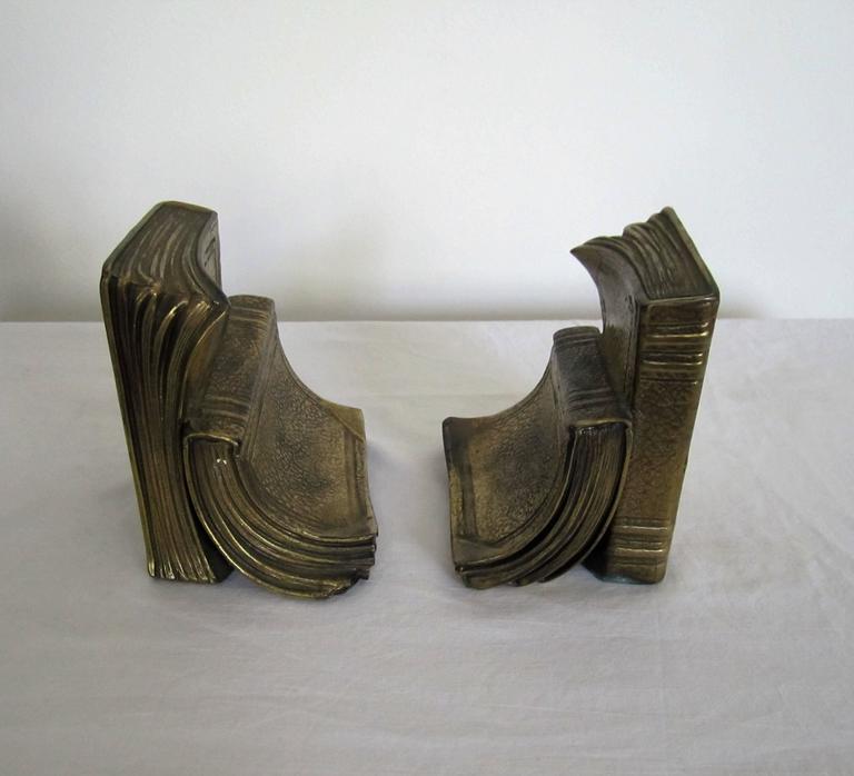 Vintage Book Bookends in Gold at 1stDibs