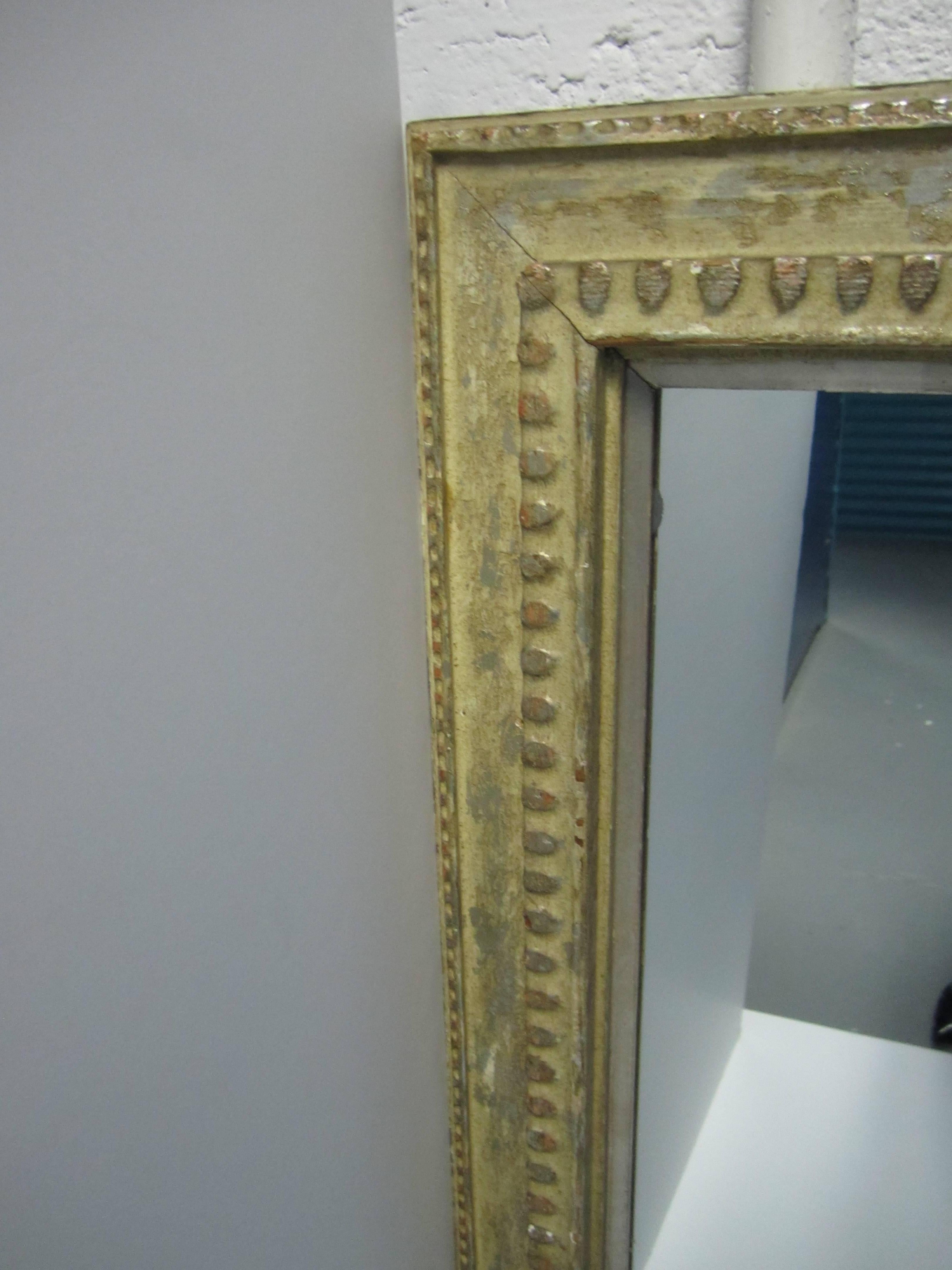 20th Century Distressed Wood and Metal Framed Wall Mirror