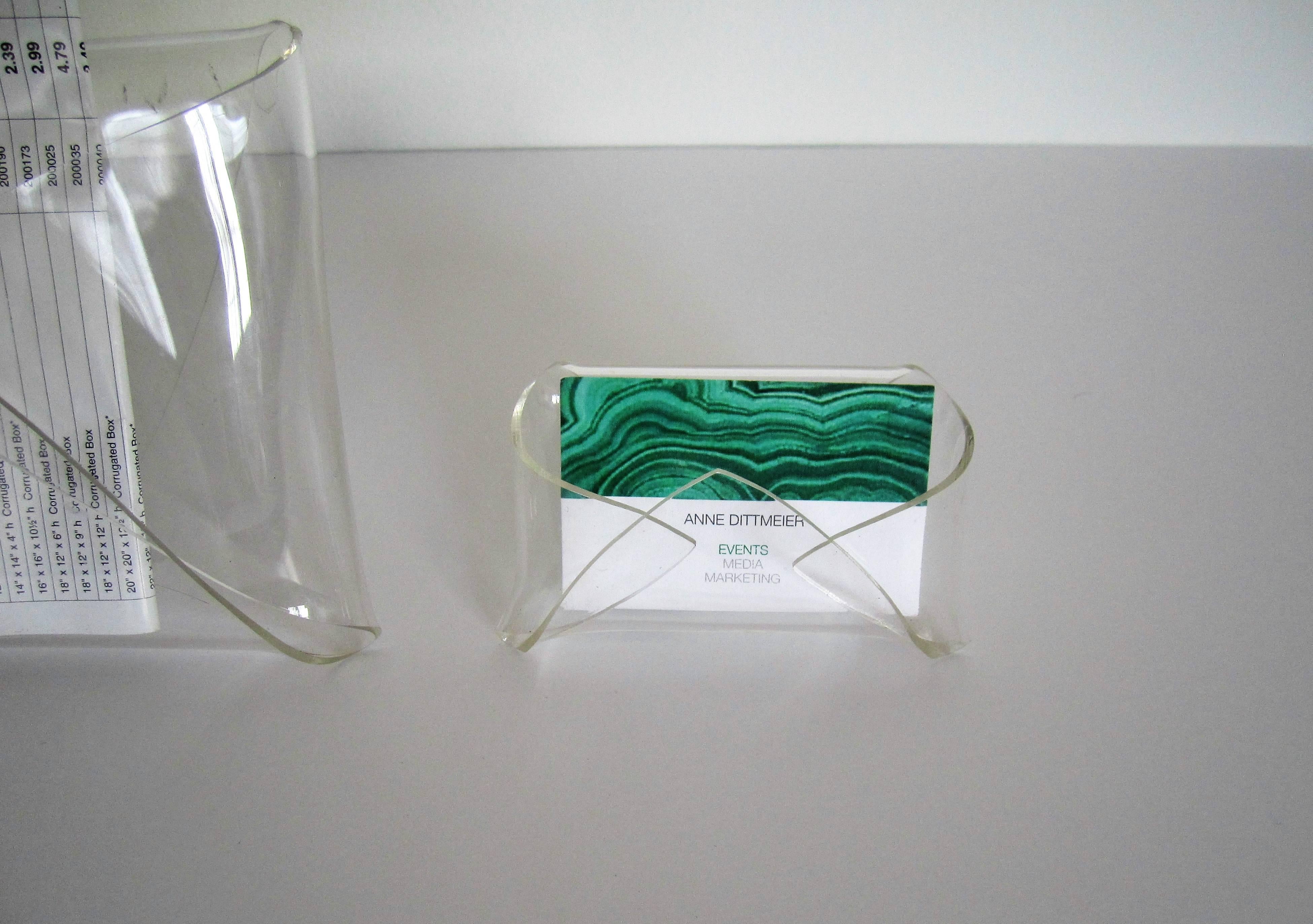 Vintage Lucite Mail and Business Card Holder Desk Set In Excellent Condition In New York, NY