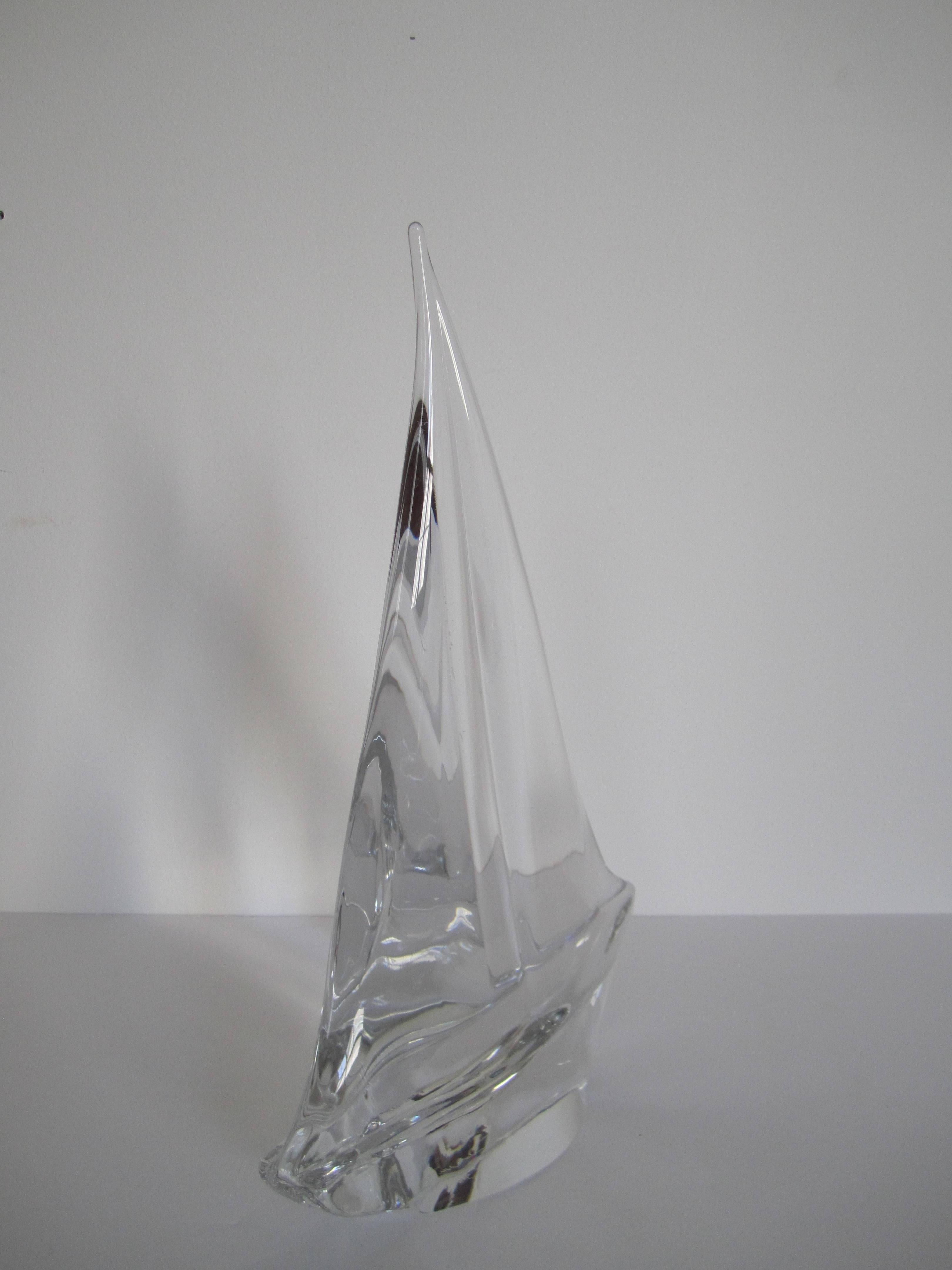 French Substantial Daum Crystal Sailboat Yacht Sculpture