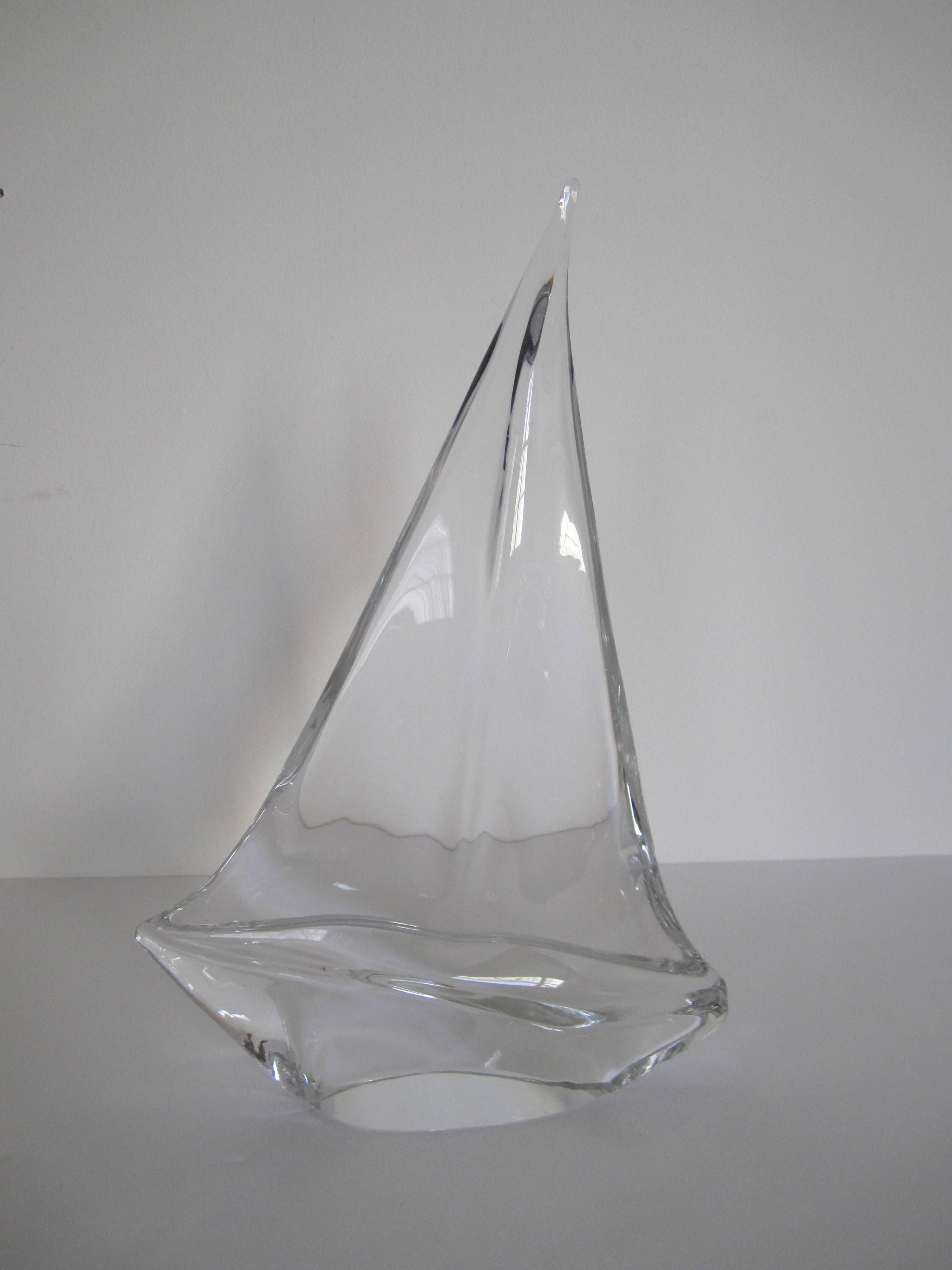 Substantial Daum Crystal Sailboat Yacht Sculpture In Excellent Condition In New York, NY