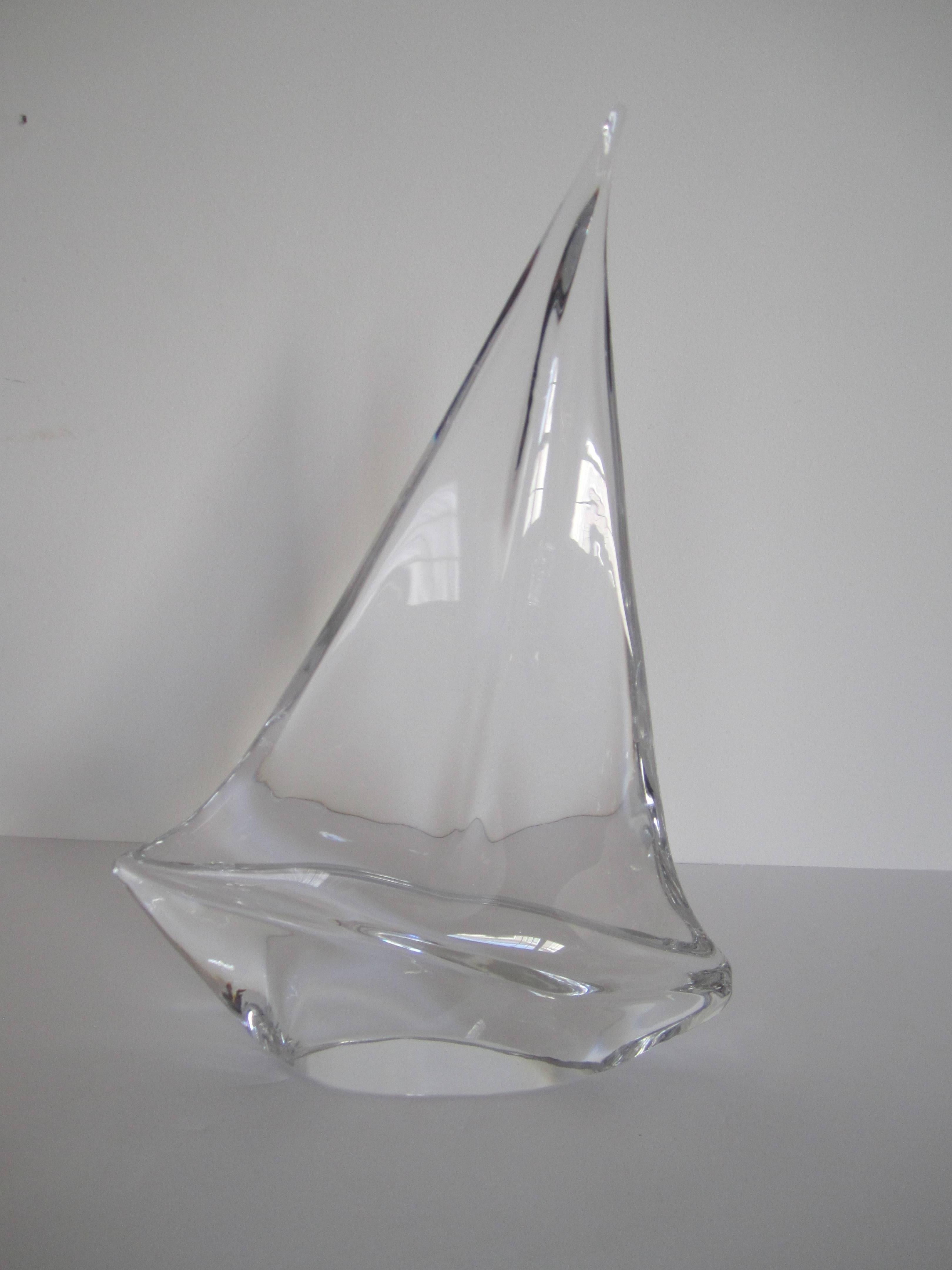 Substantial Daum Crystal Sailboat Yacht Sculpture 2