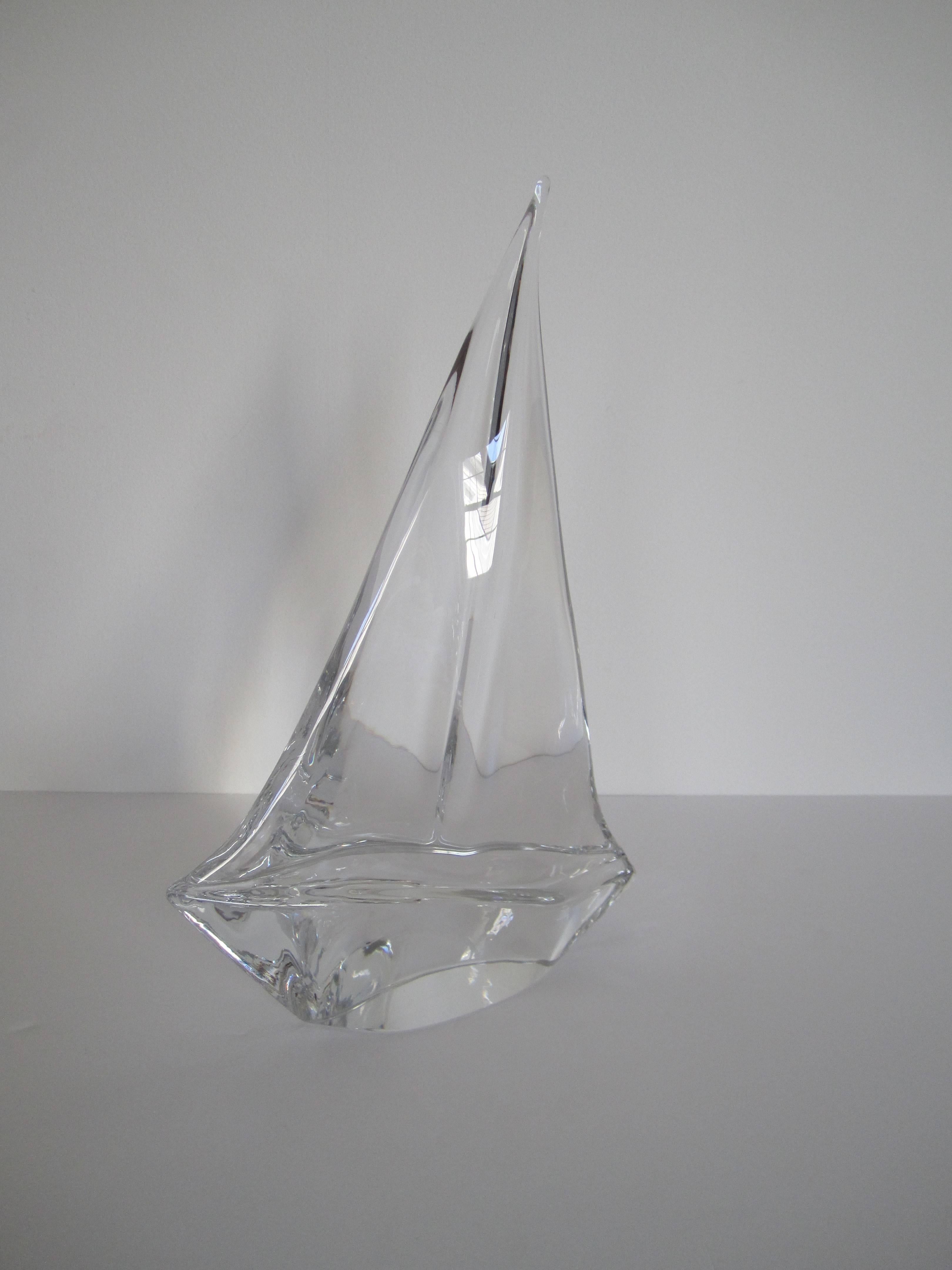 20th Century Substantial Daum Crystal Sailboat Yacht Sculpture