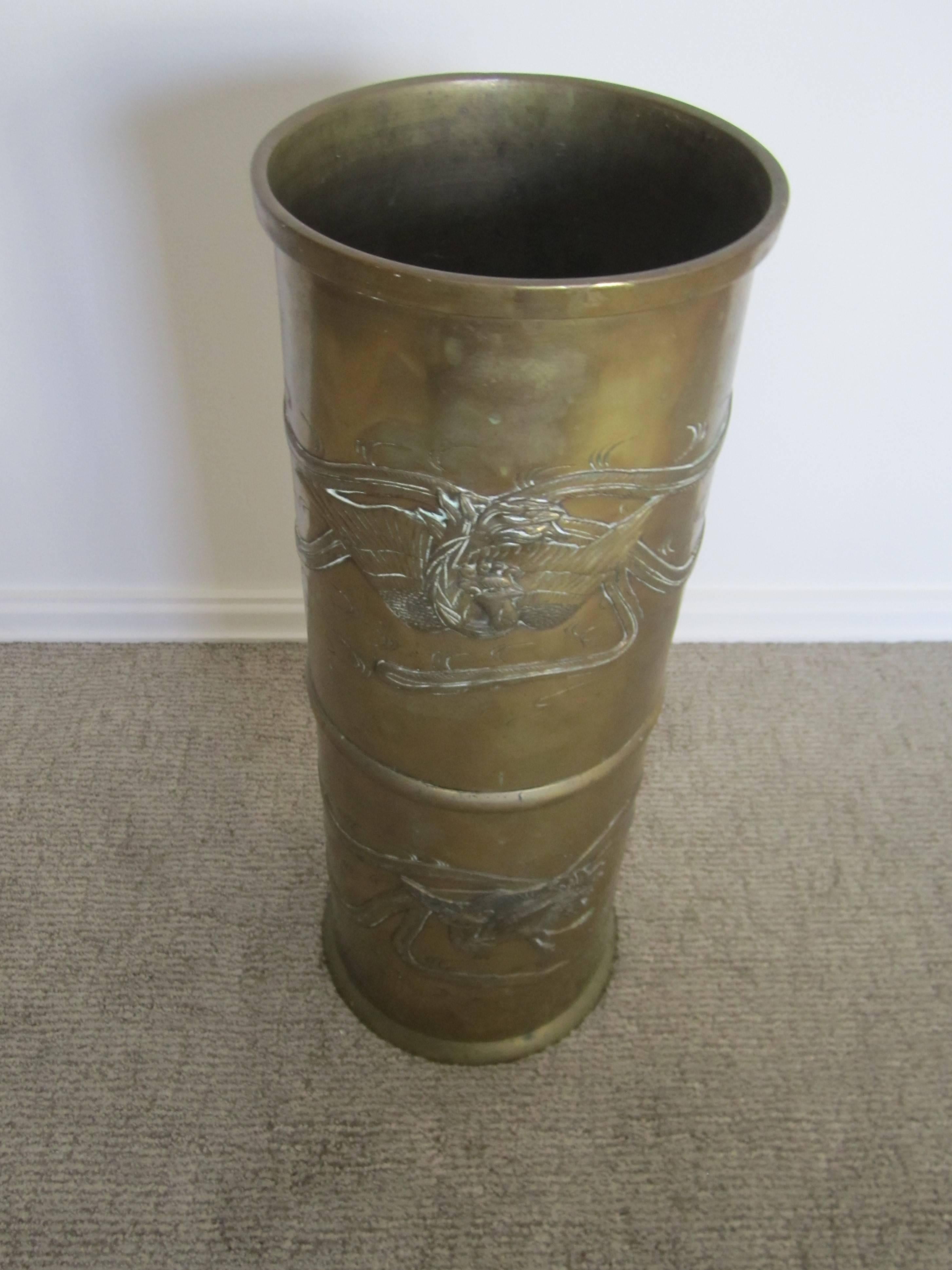 Substantial Brass Umbrella Stand with Embossed Decorative Detailing 3