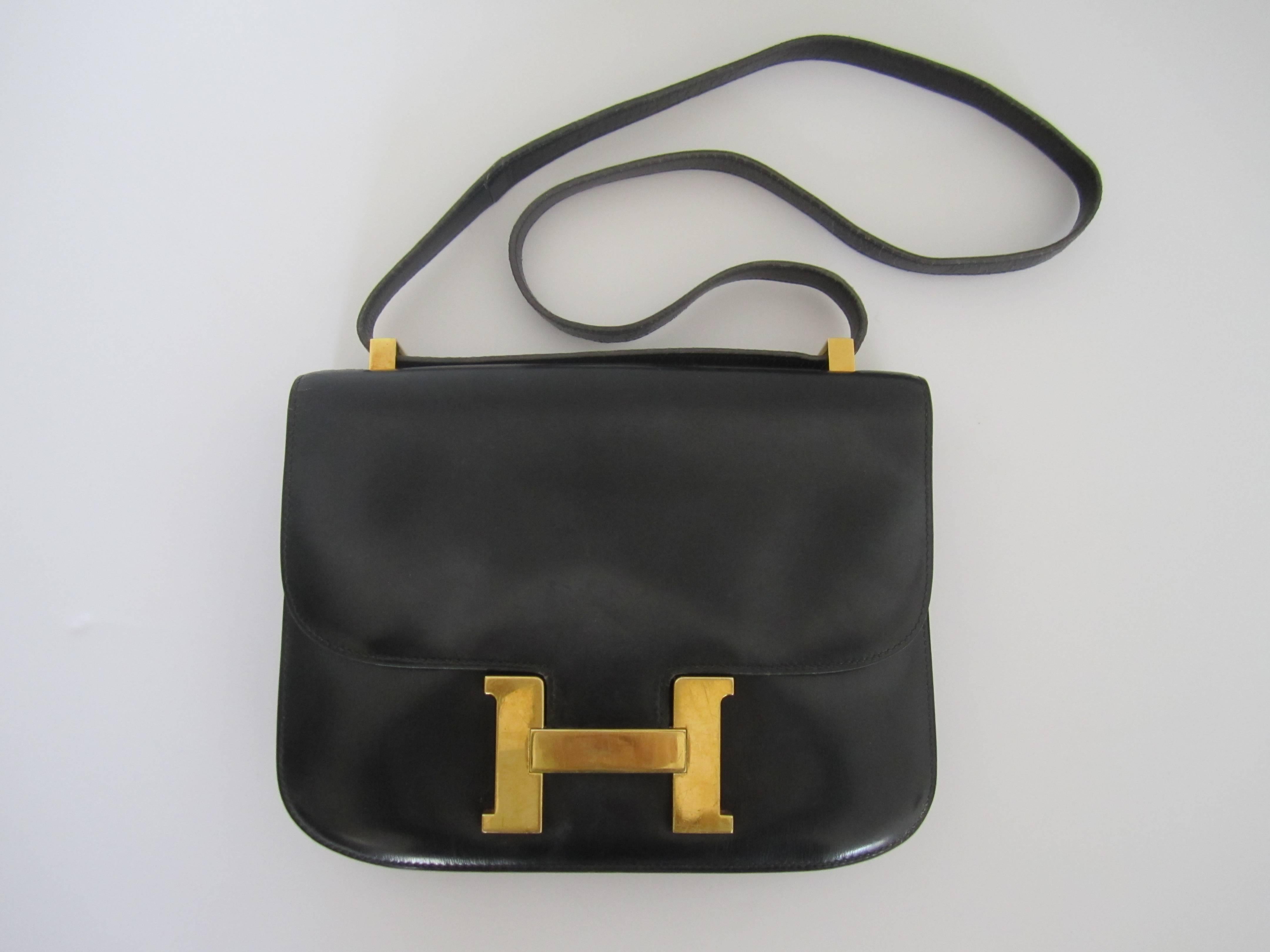 Modern Black and Gold Hermès Constance Bag, France