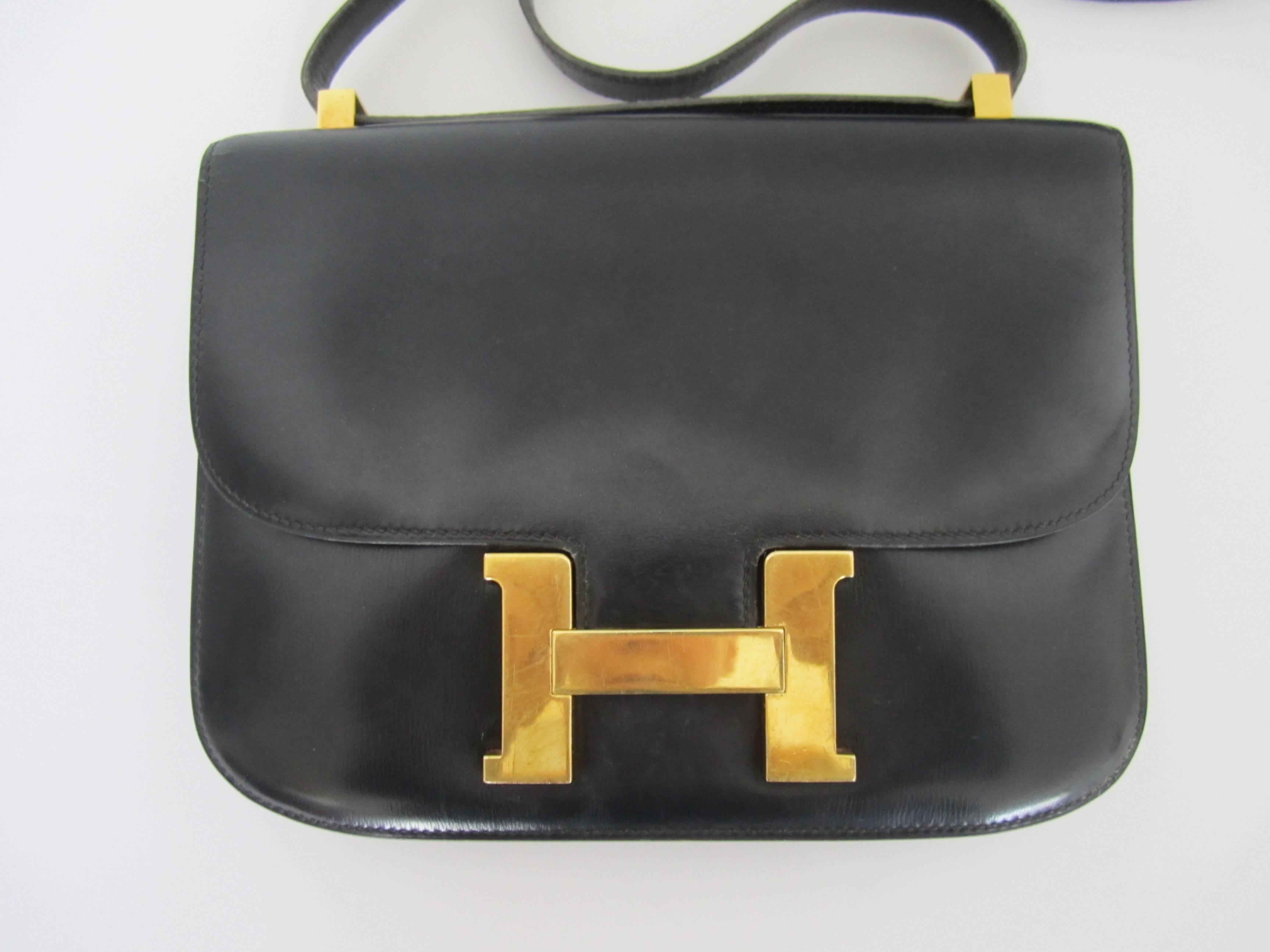 French Black and Gold Hermès Constance Bag, France