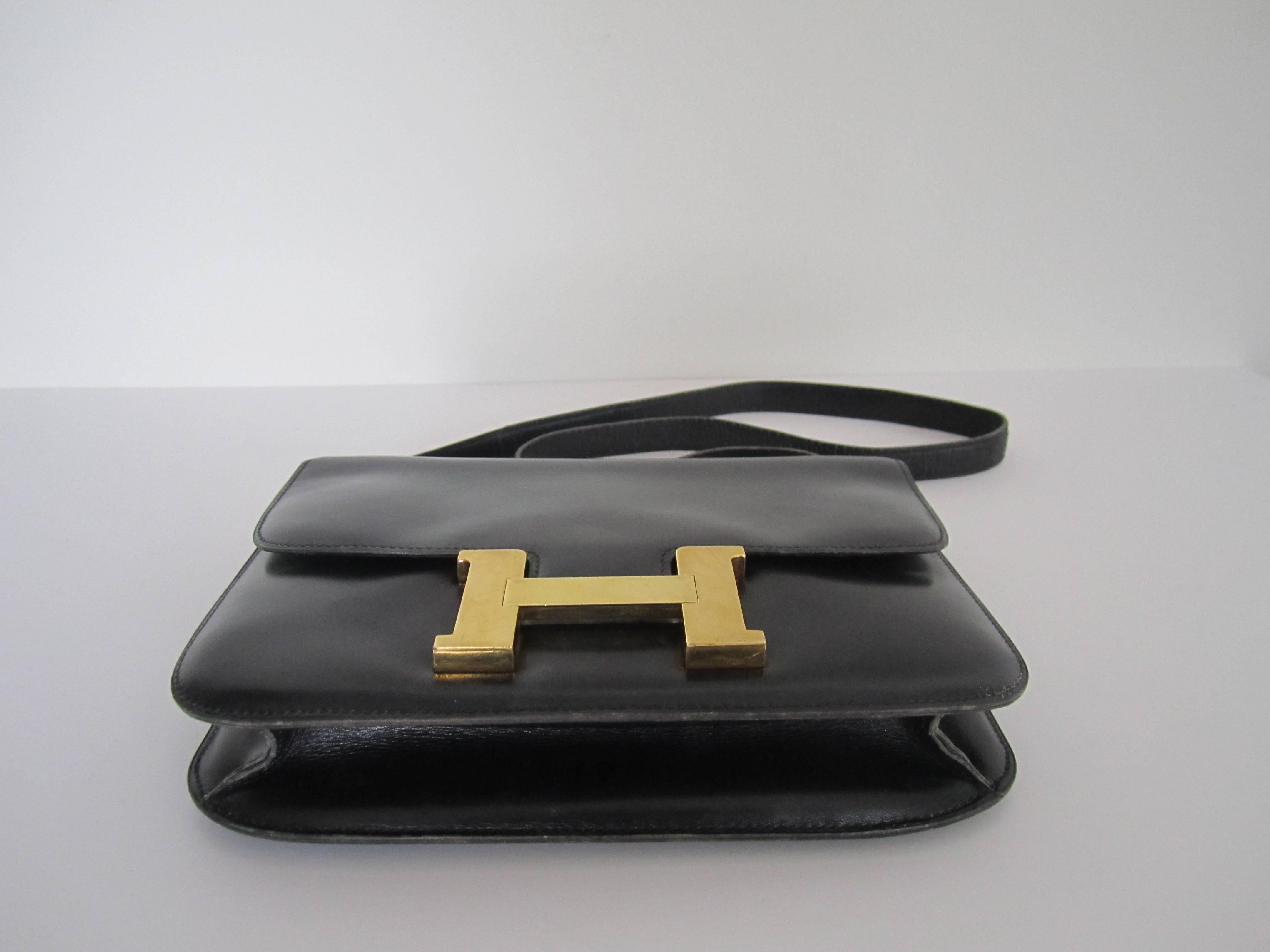 Black and Gold Hermès Constance Bag, France In Good Condition In New York, NY