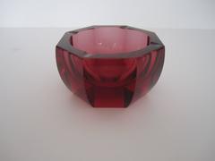 Gorgeous Red Octagonal Crystal Bowl or Ashtray by Moser