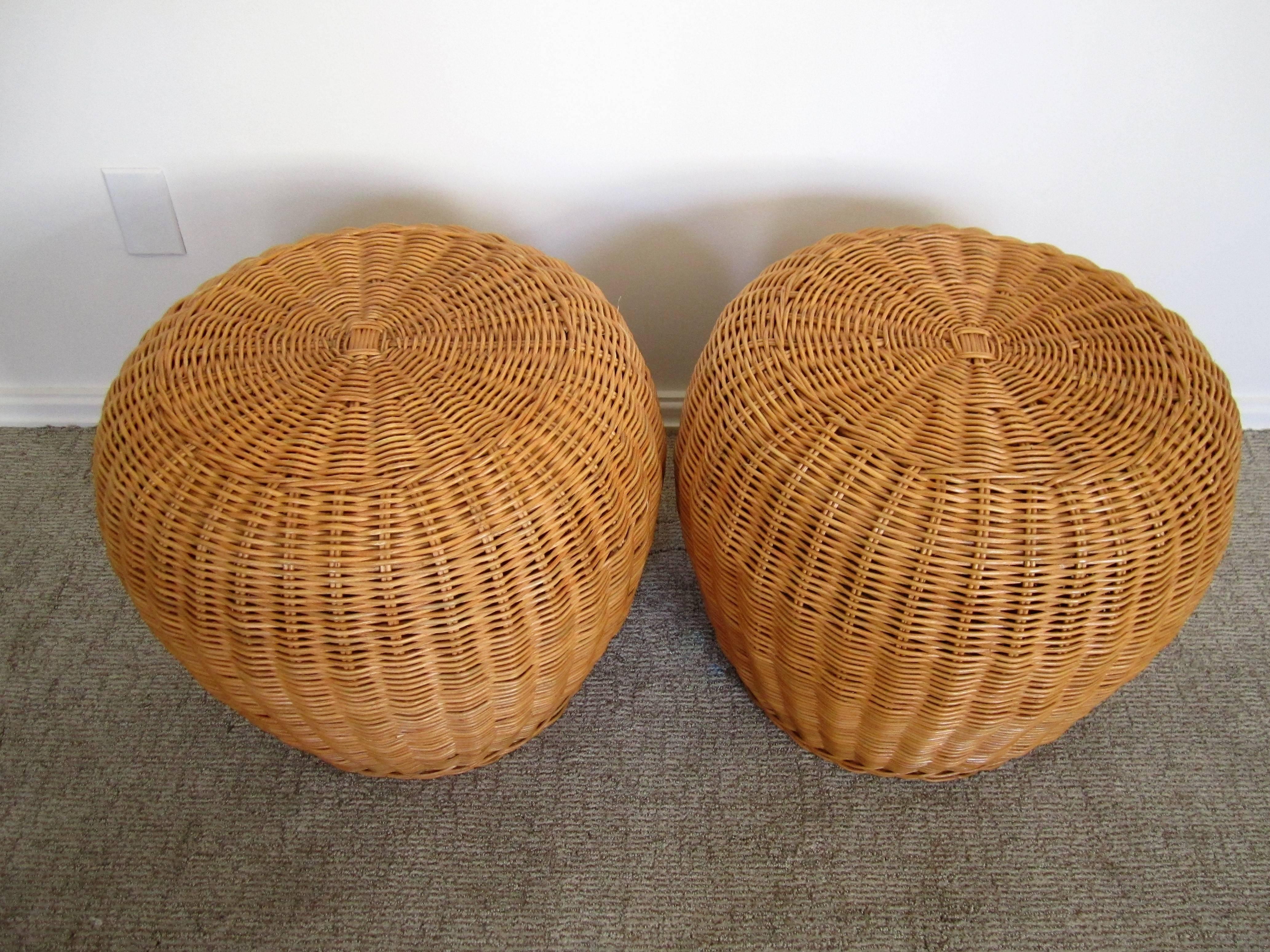 Vintage European Wicker Benches or Side Tables, 1970s 1