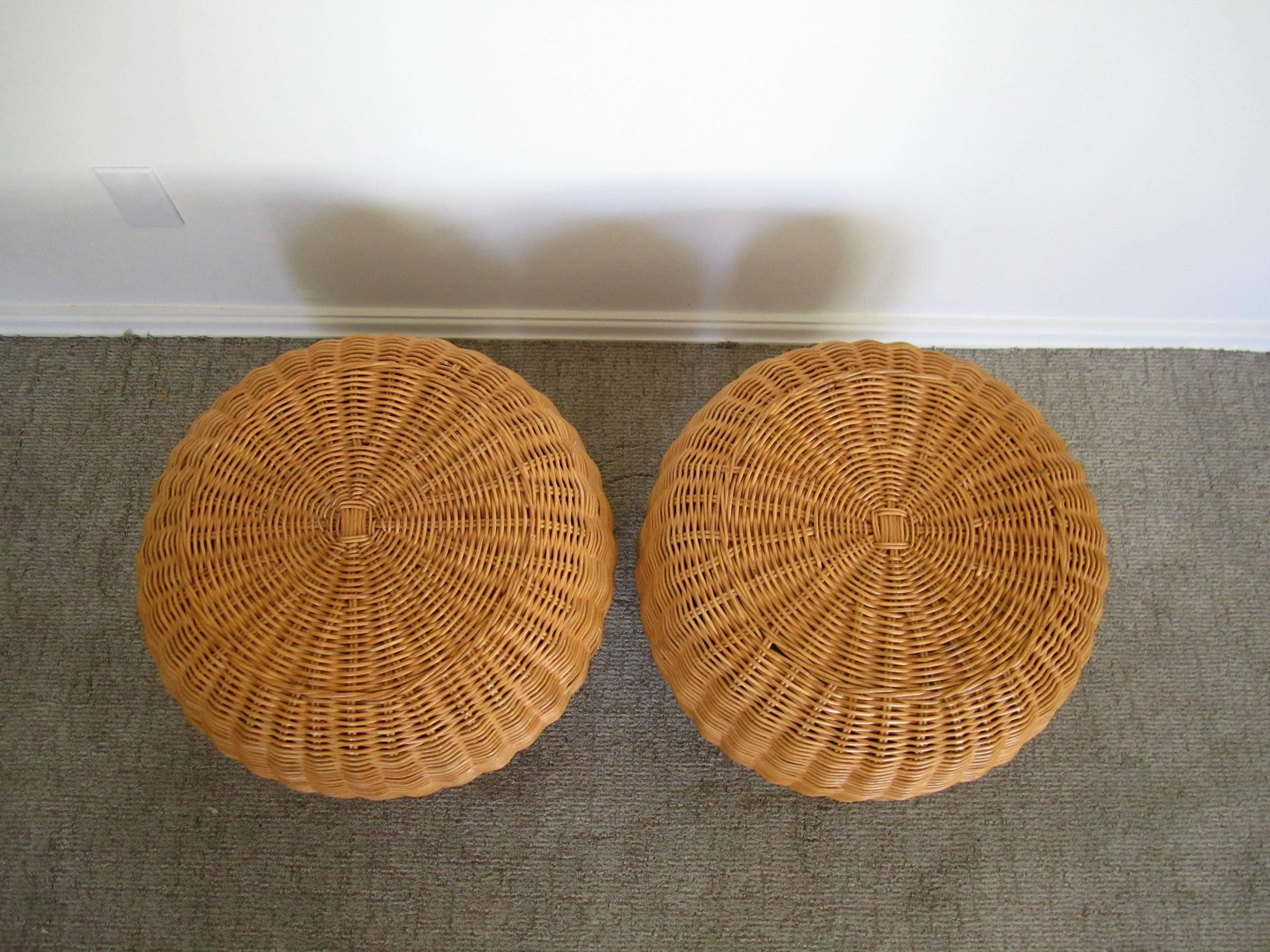 Vintage European Wicker Benches or Side Tables, 1970s 2