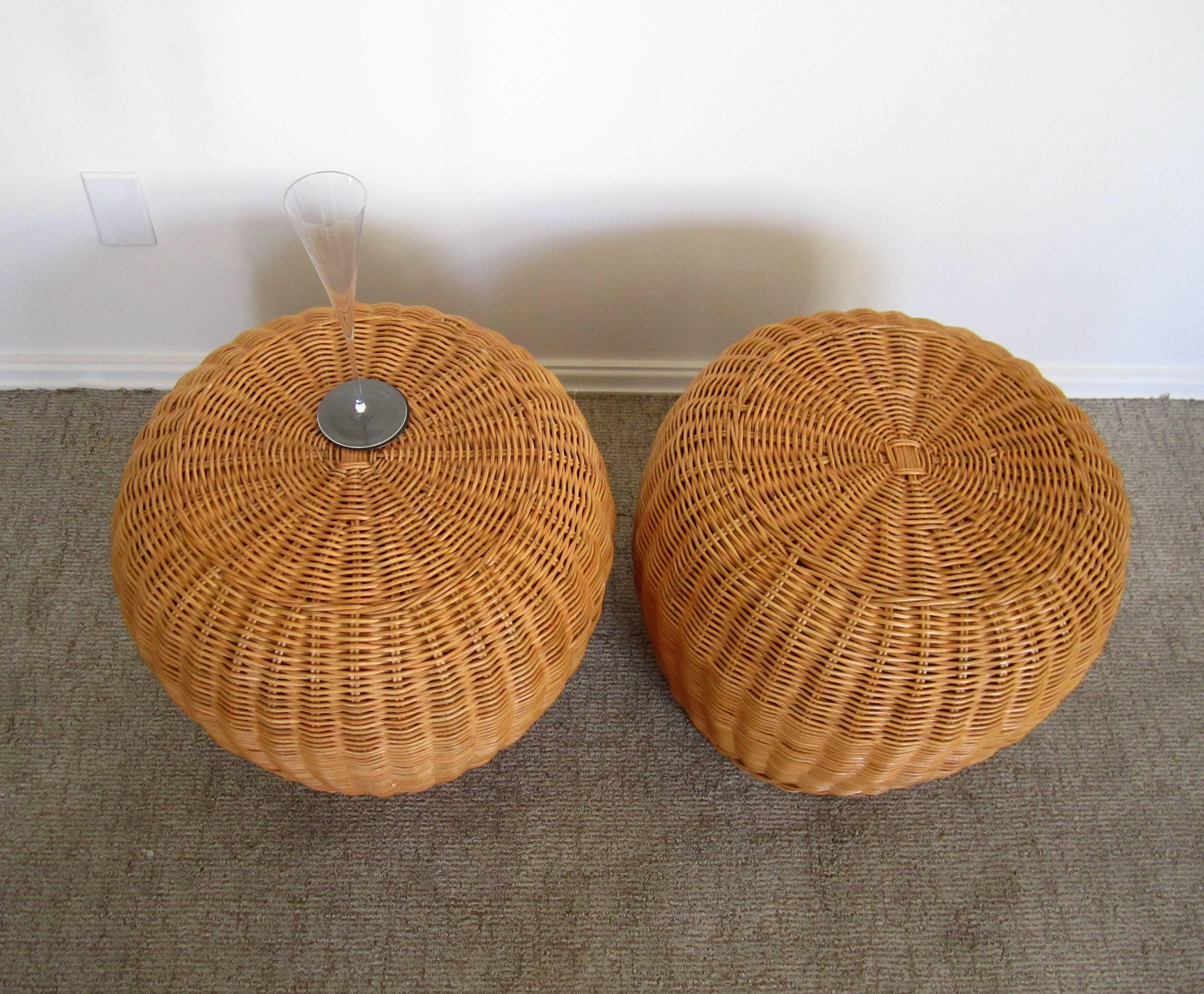 Vintage European Wicker Benches or Side Tables, 1970s 3