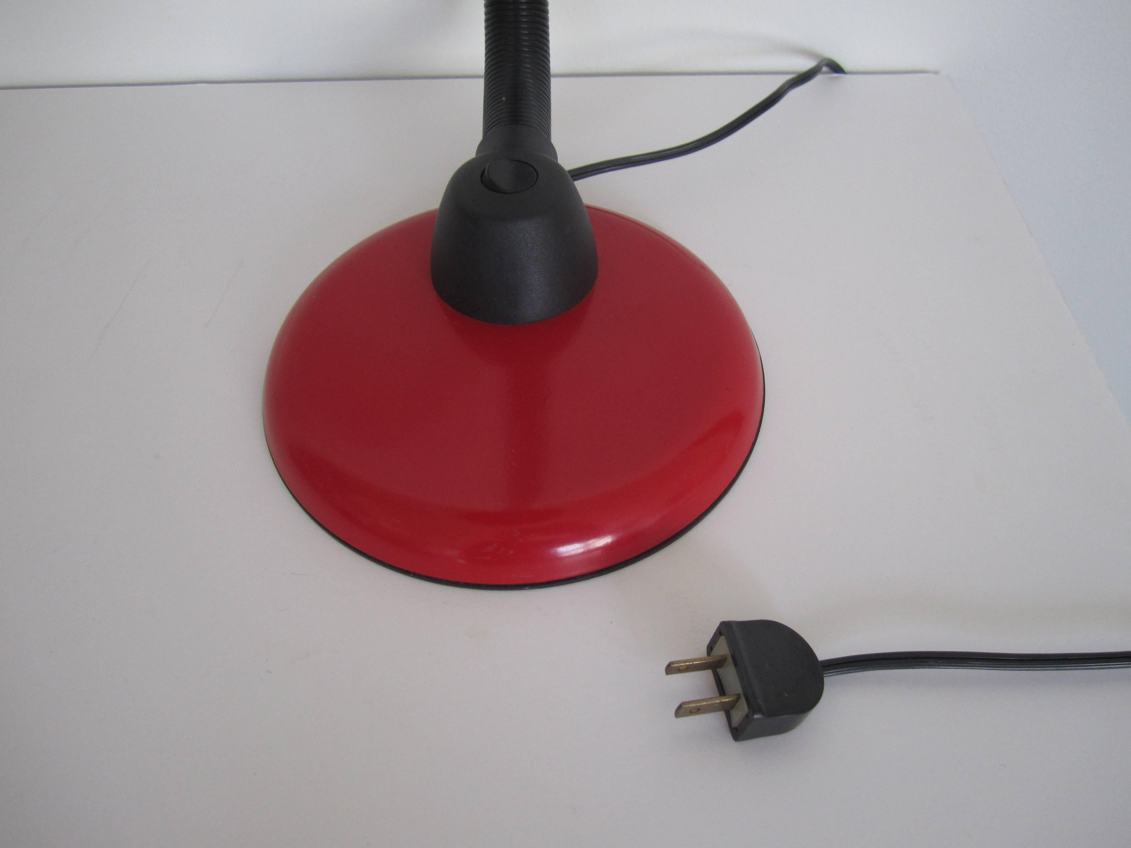 Metal Postmodern Red and Black Desk Lamp For Sale