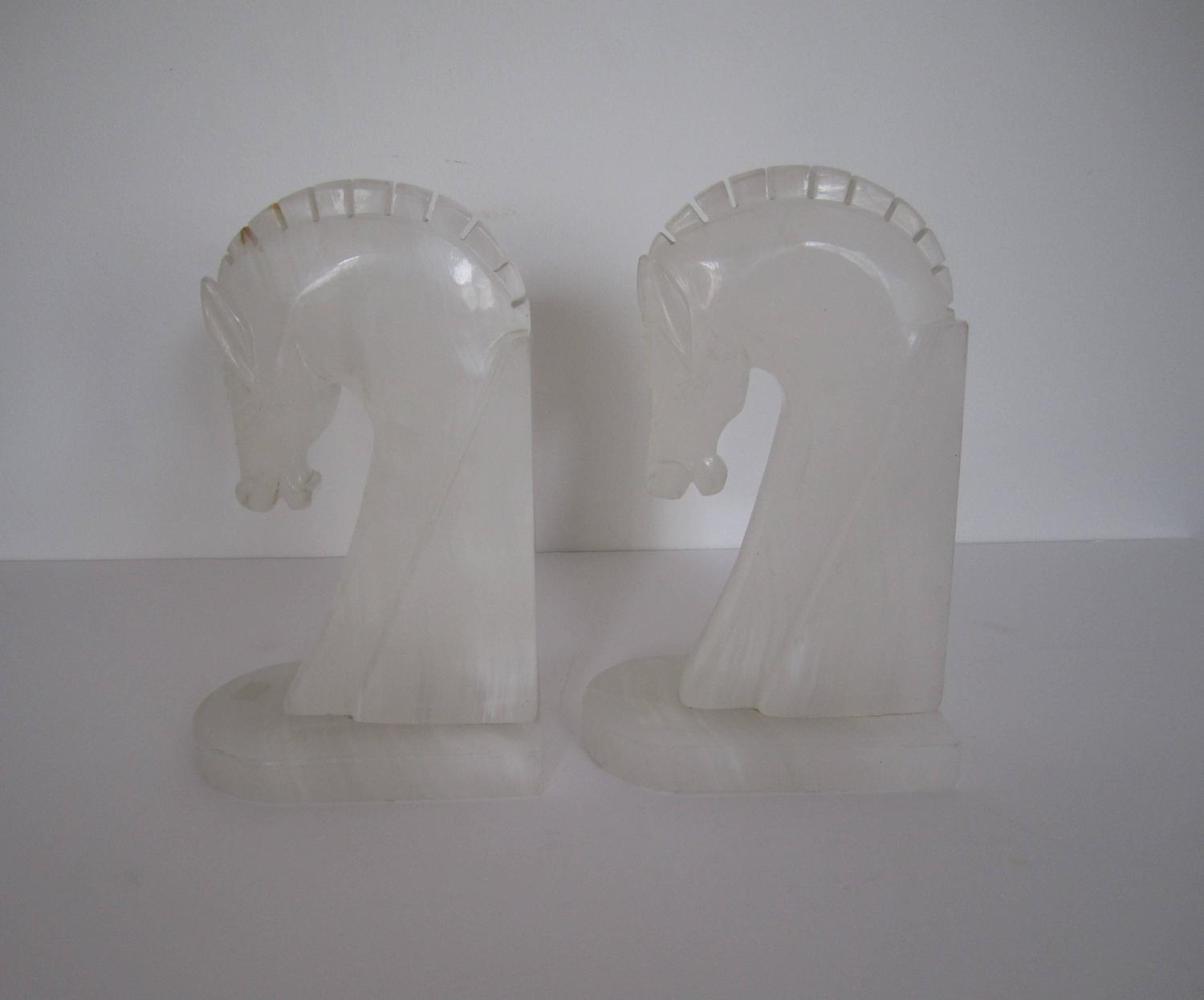 Tall Vintage White Onyx Bookends, 1970s at 1stdibs