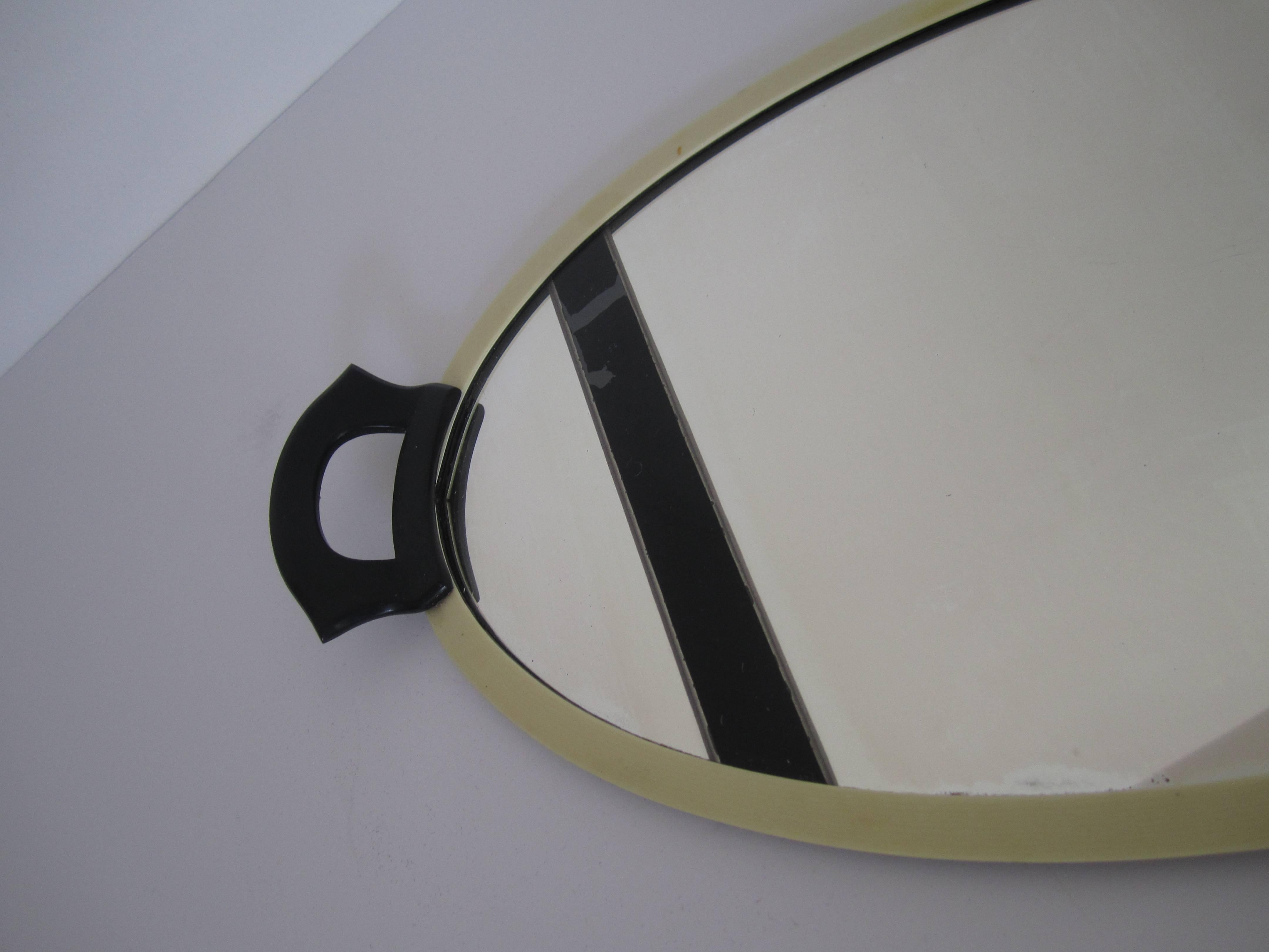 Oval French Art Deco Mirrored Vanity Tray 1