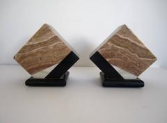 Vintage 1970s Chic Modern Marble Bookends