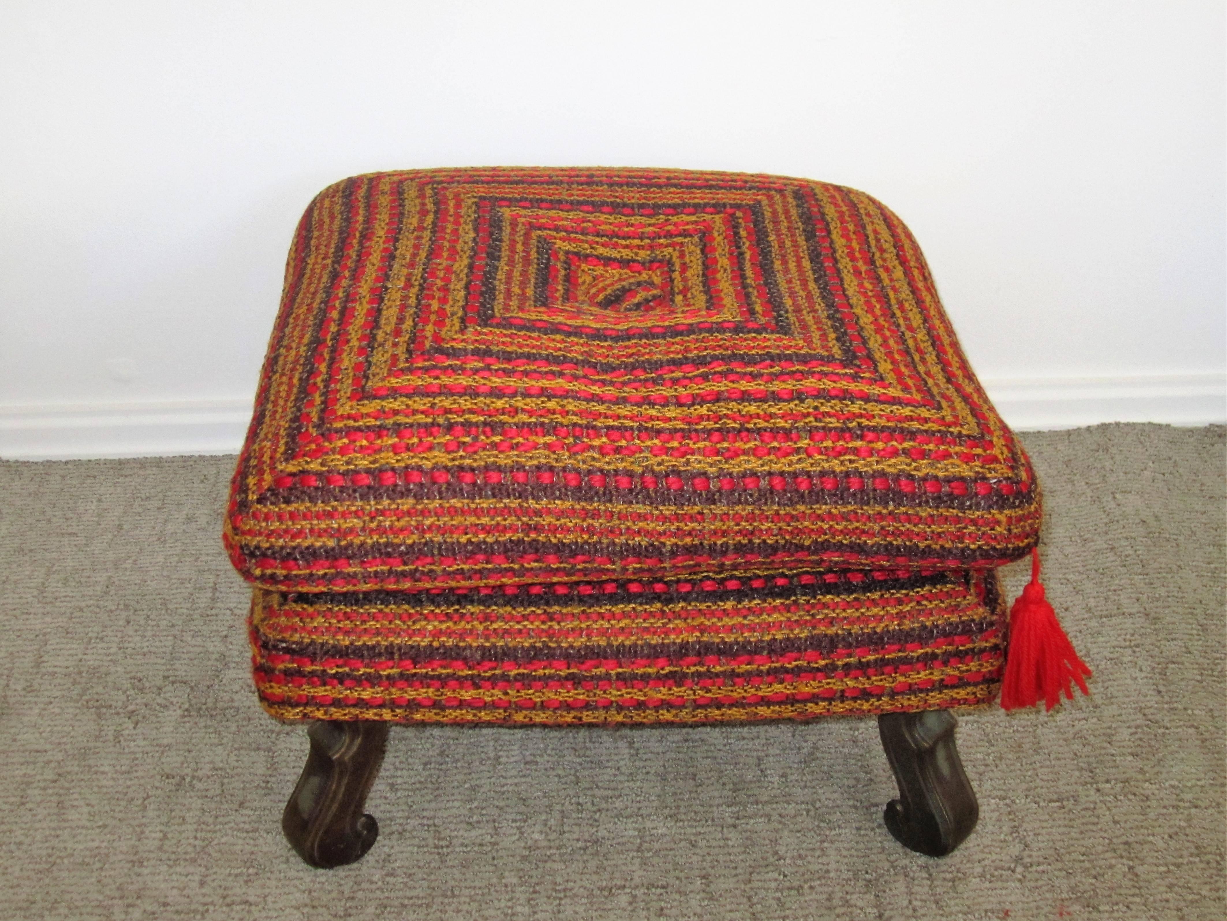 Unknown Midcentury Colorful Ottoman, Bench, or Stool
