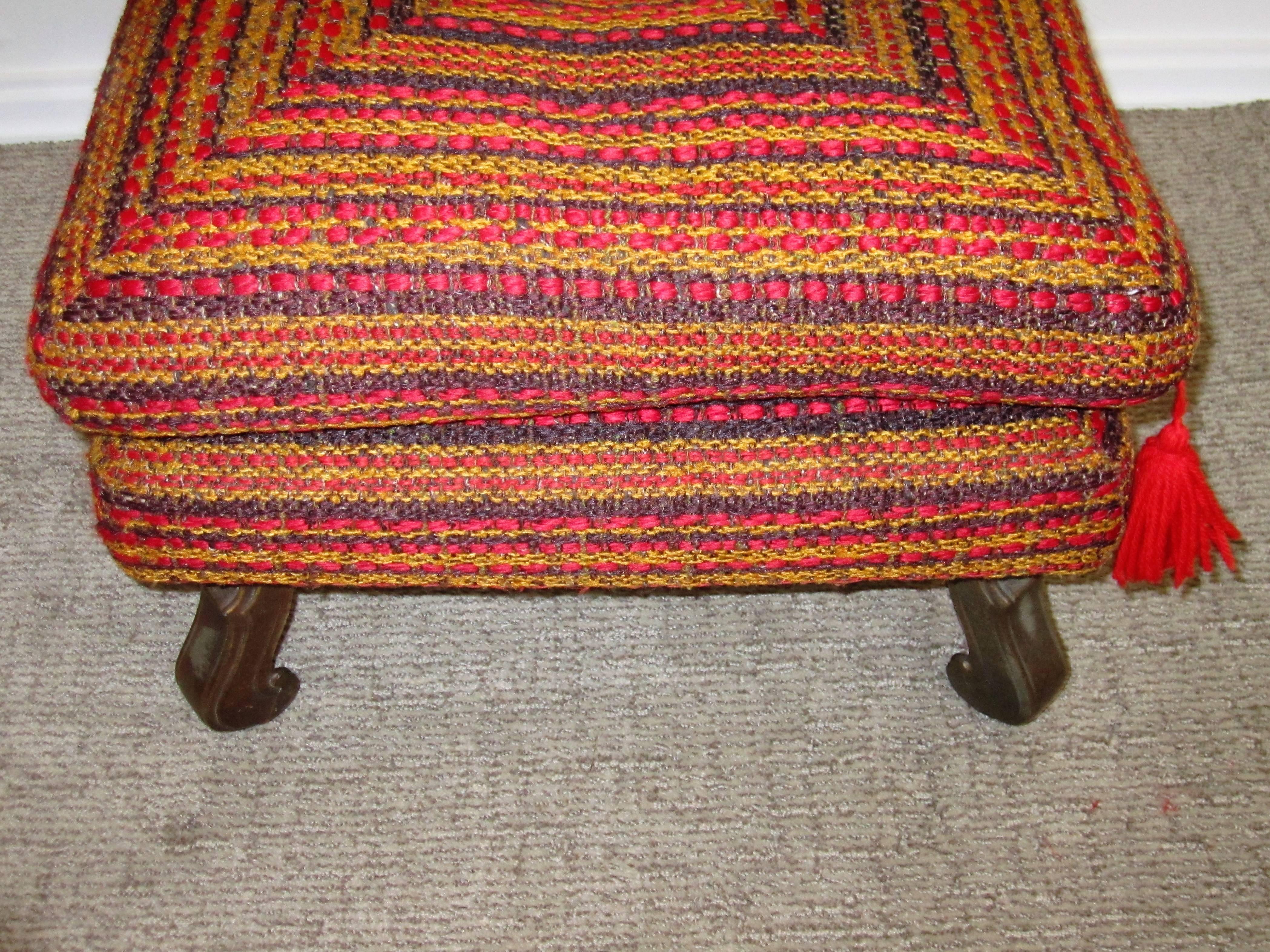 20th Century Midcentury Colorful Ottoman, Bench, or Stool