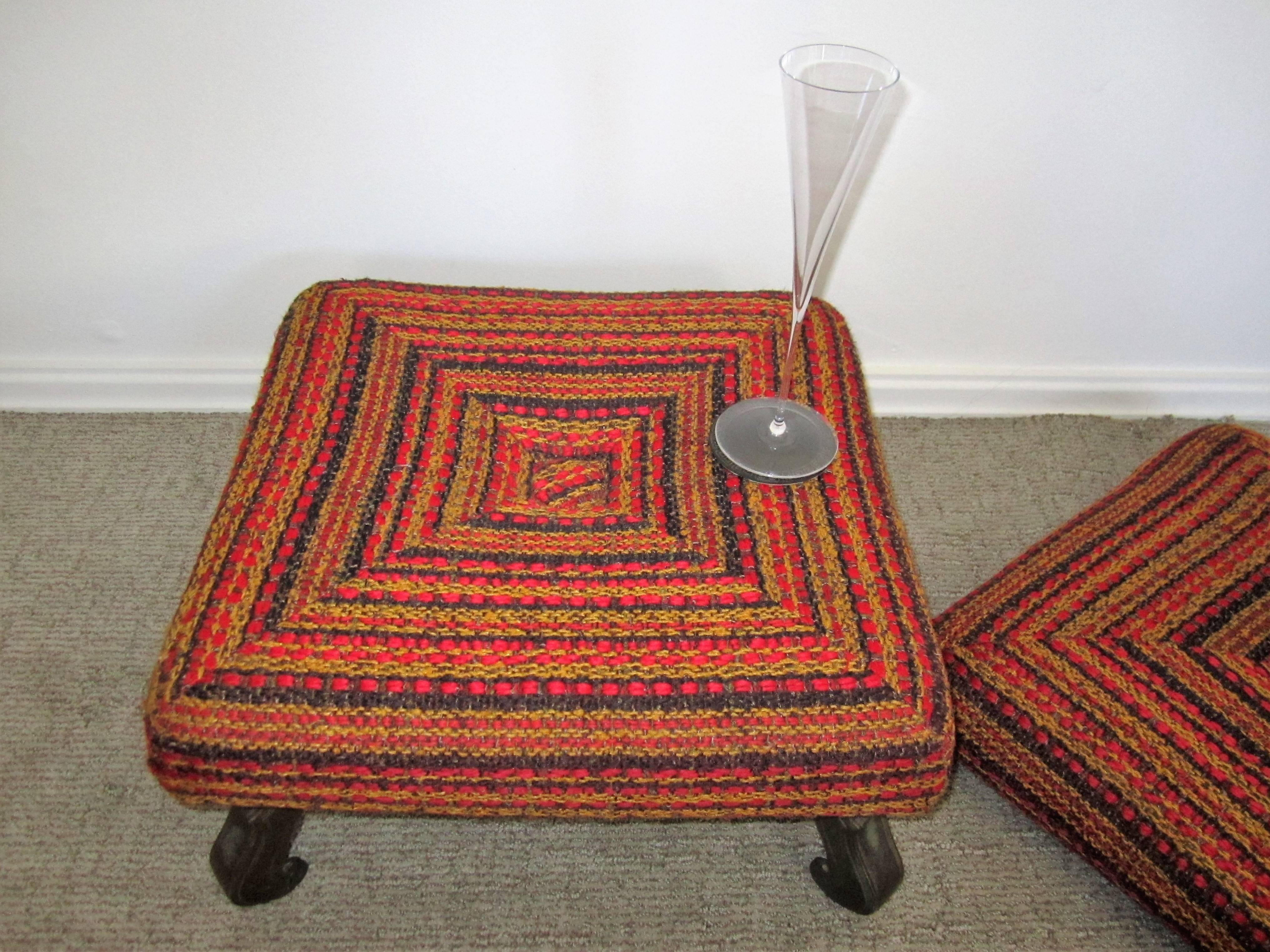 Midcentury Colorful Ottoman, Bench, or Stool 1