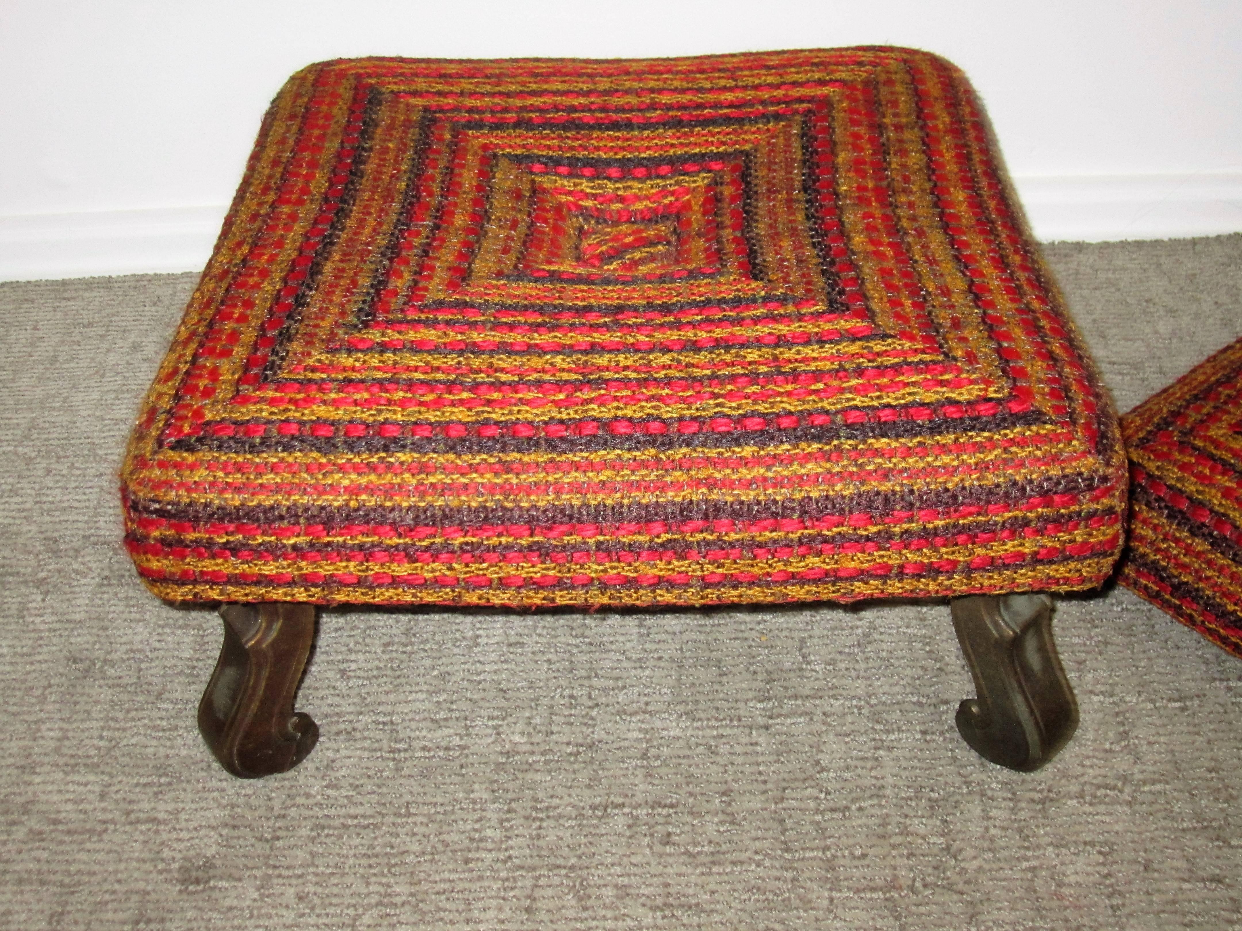 Midcentury Colorful Ottoman, Bench, or Stool 2