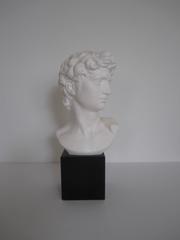 Vintage Classic Roman Bust Sculpture on Black Marble Base, Italy