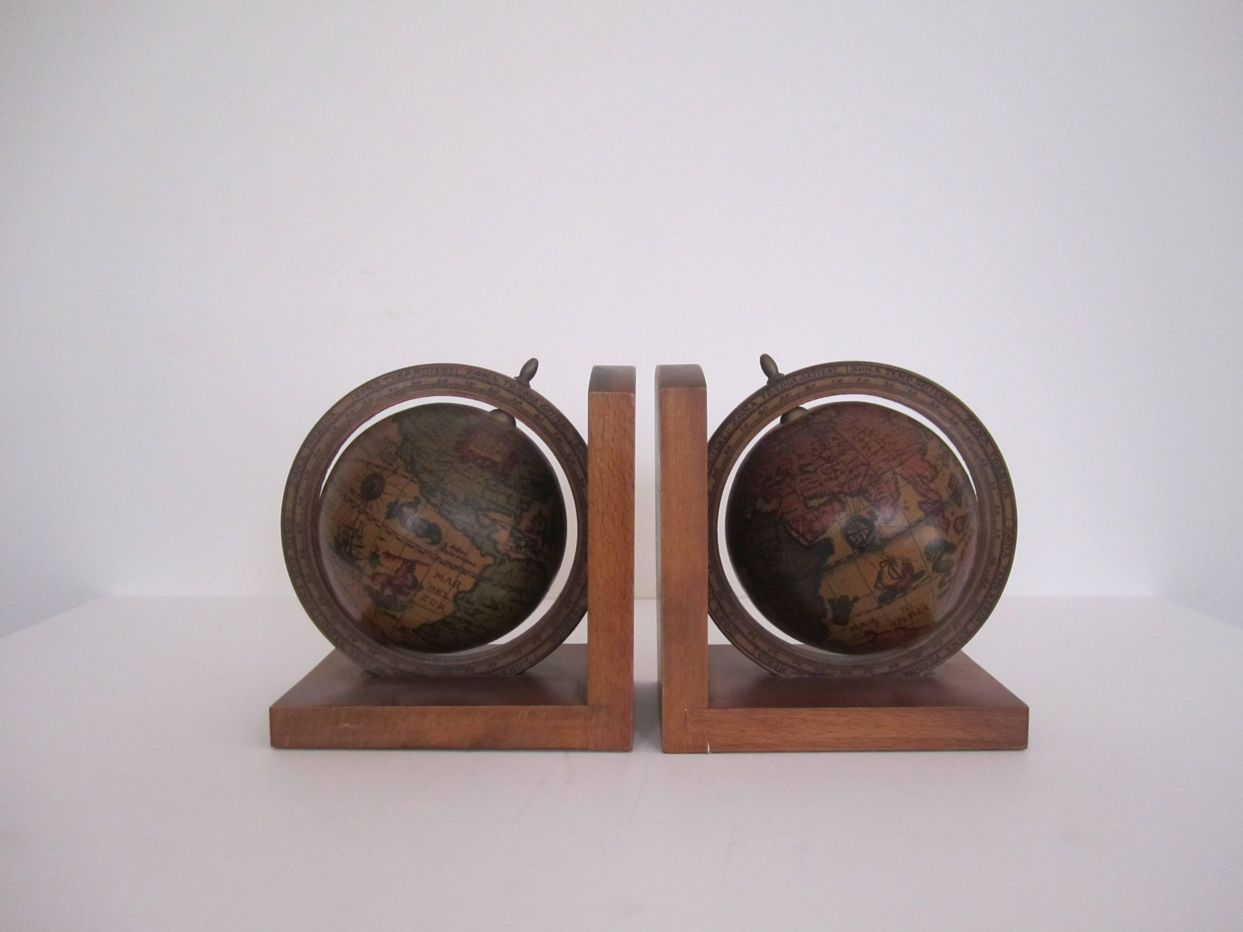 vintage globe bookends