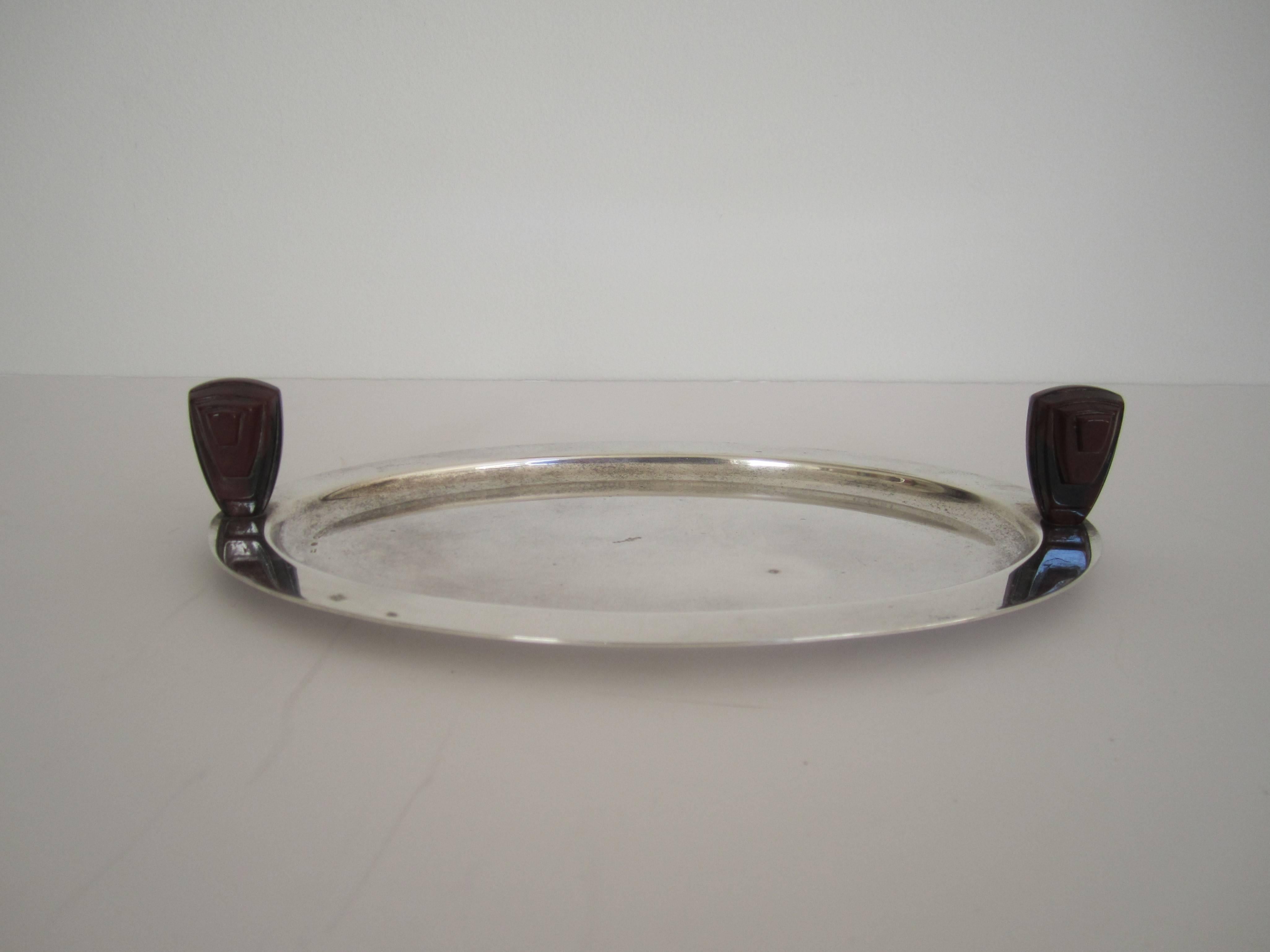 Vintage Silver Art Deco Serving or Vanity Tray, France In Excellent Condition In New York, NY