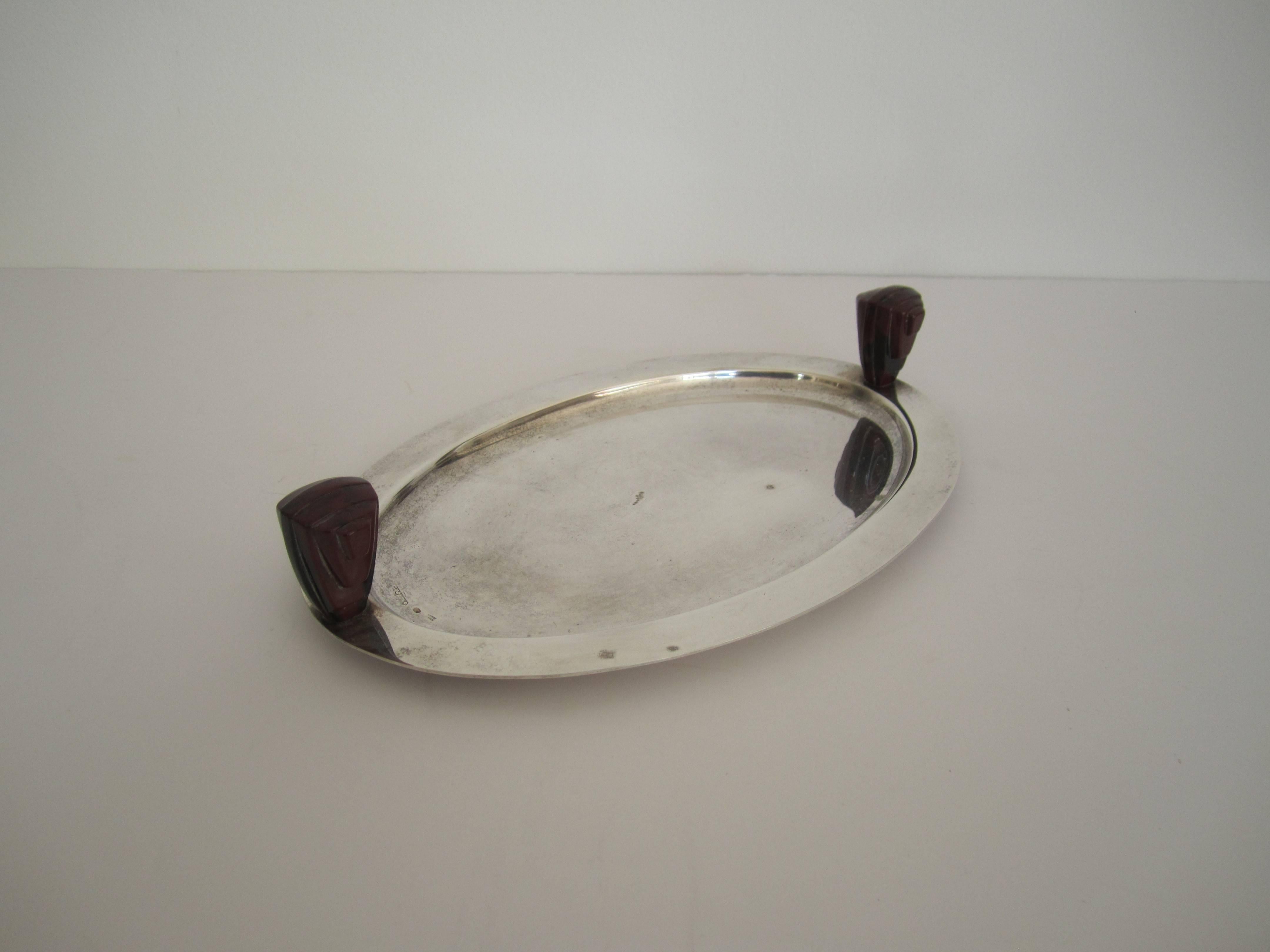 20th Century Vintage Silver Art Deco Serving or Vanity Tray, France