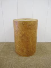 Vintage Modern Round Burl Wood Pedestal Side Table in the Style of Milo Baughman
