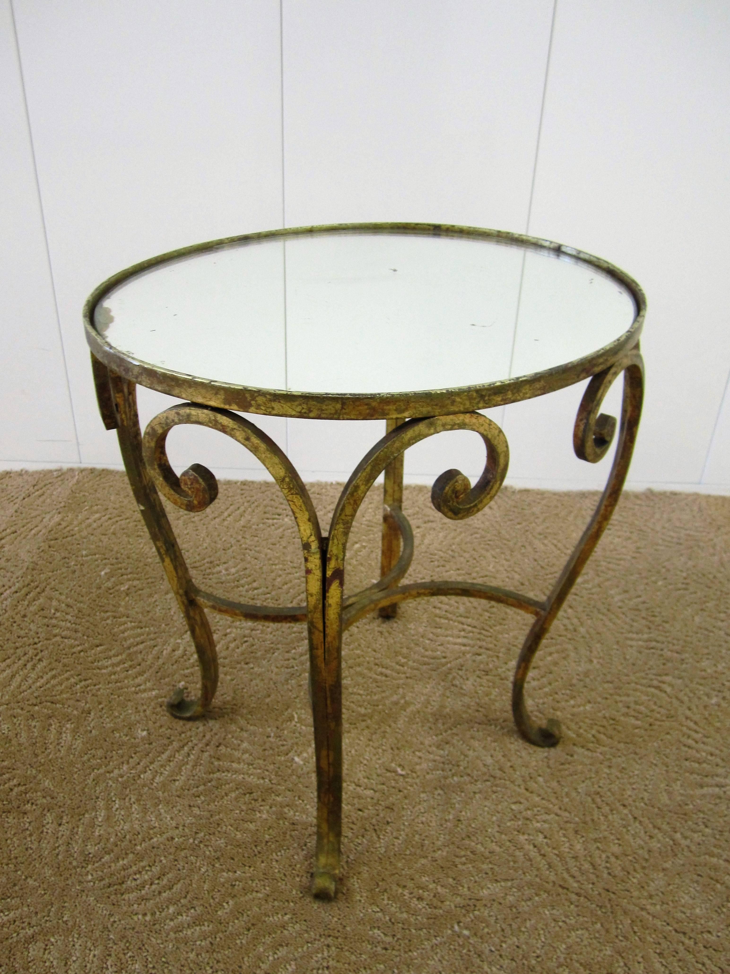 French Gold Gilt and Glass Mirror Top Side or Drinks Table