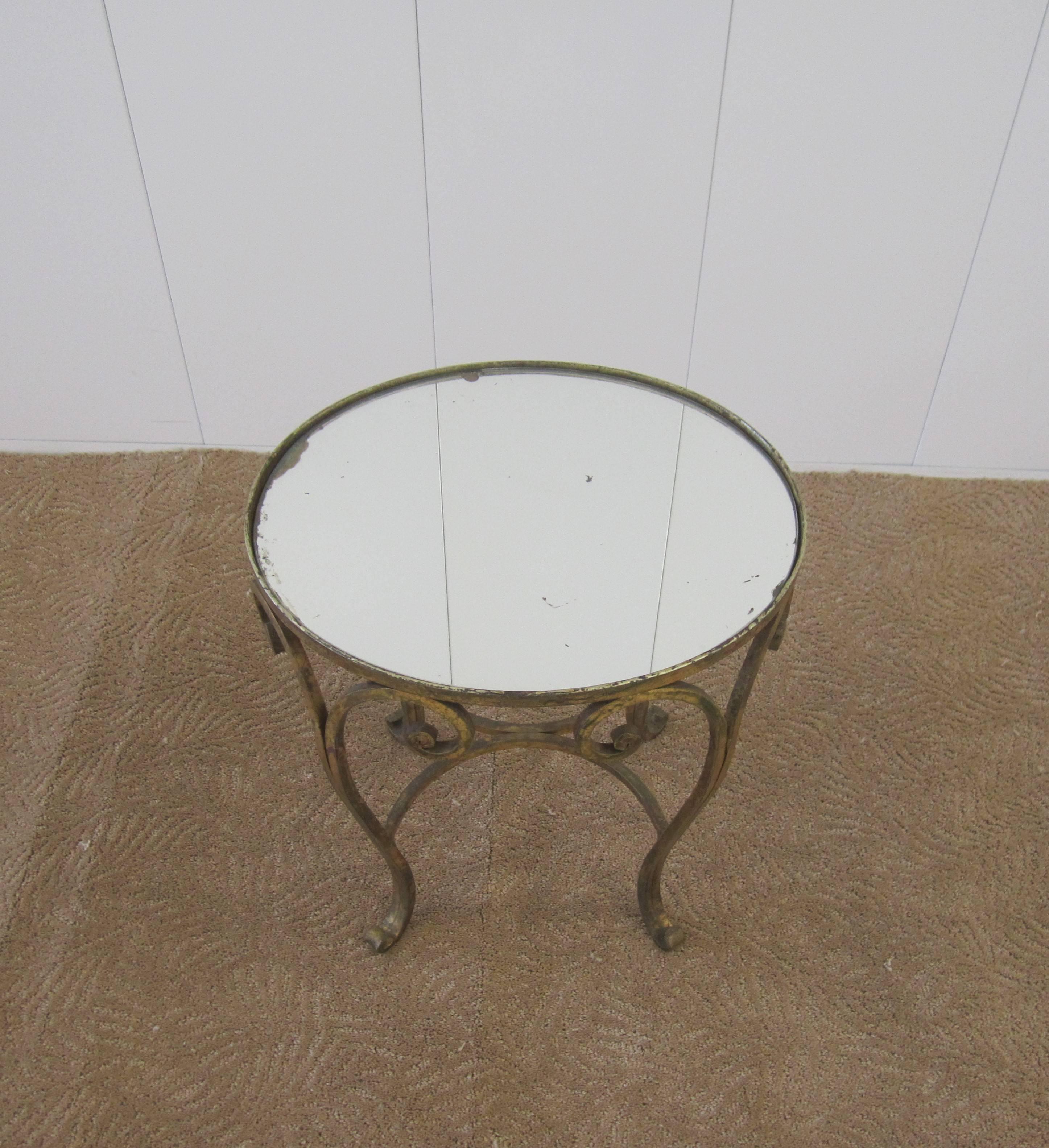 20th Century Gold Gilt and Glass Mirror Top Side or Drinks Table