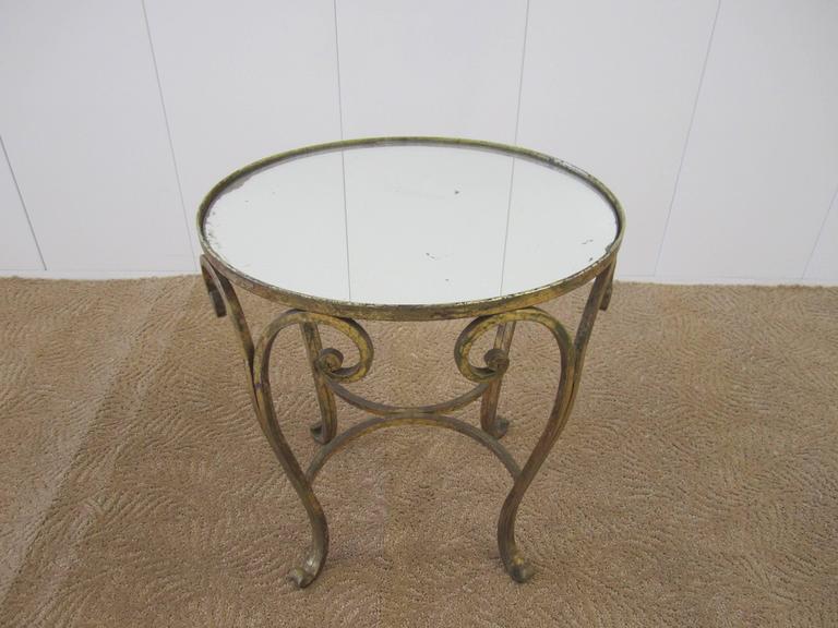 Gold Gilt Bronze and Glass Mirror Side Table For Sale at 1stdibs