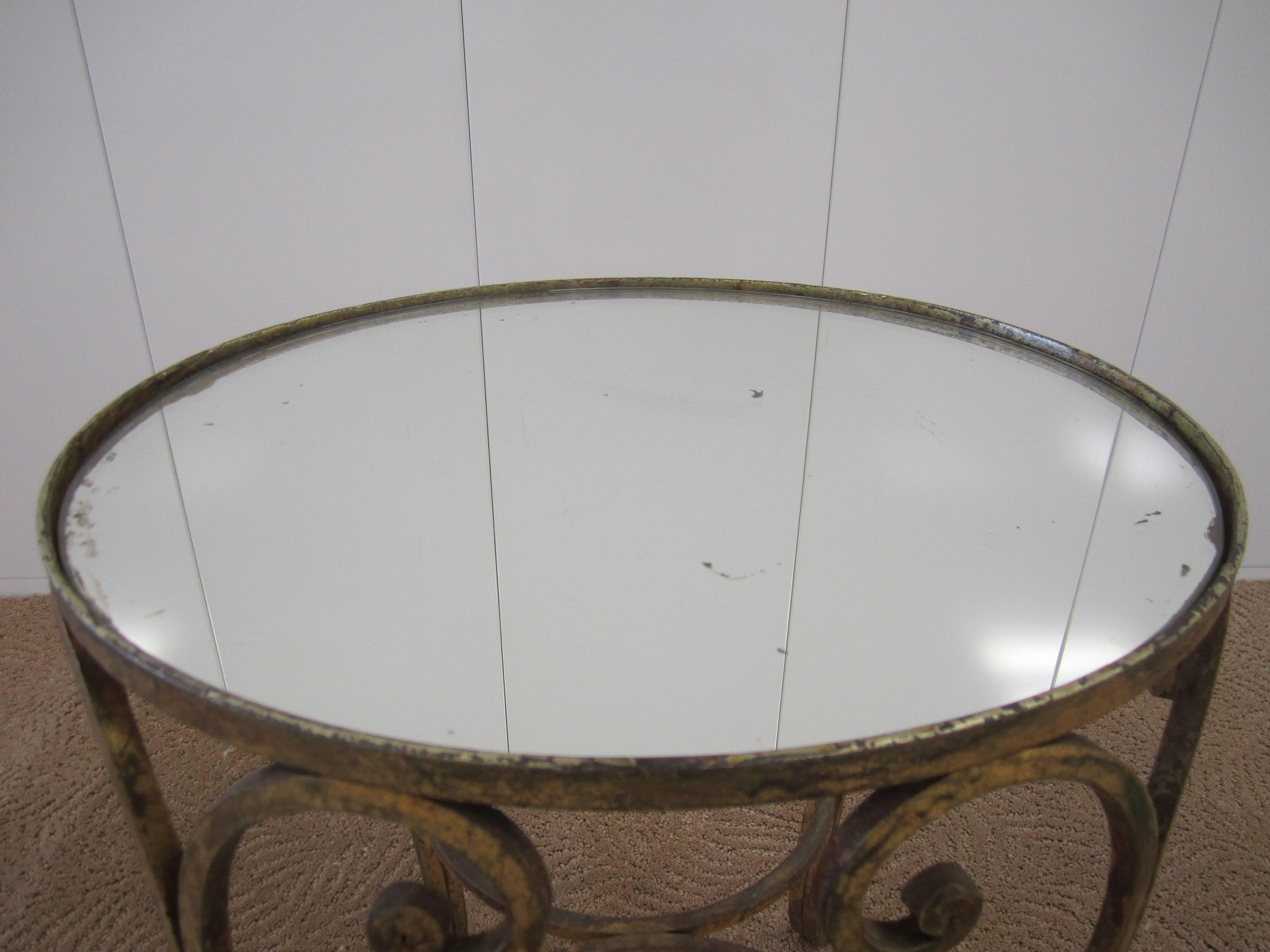 Gold Gilt and Glass Mirror Top Side or Drinks Table 1