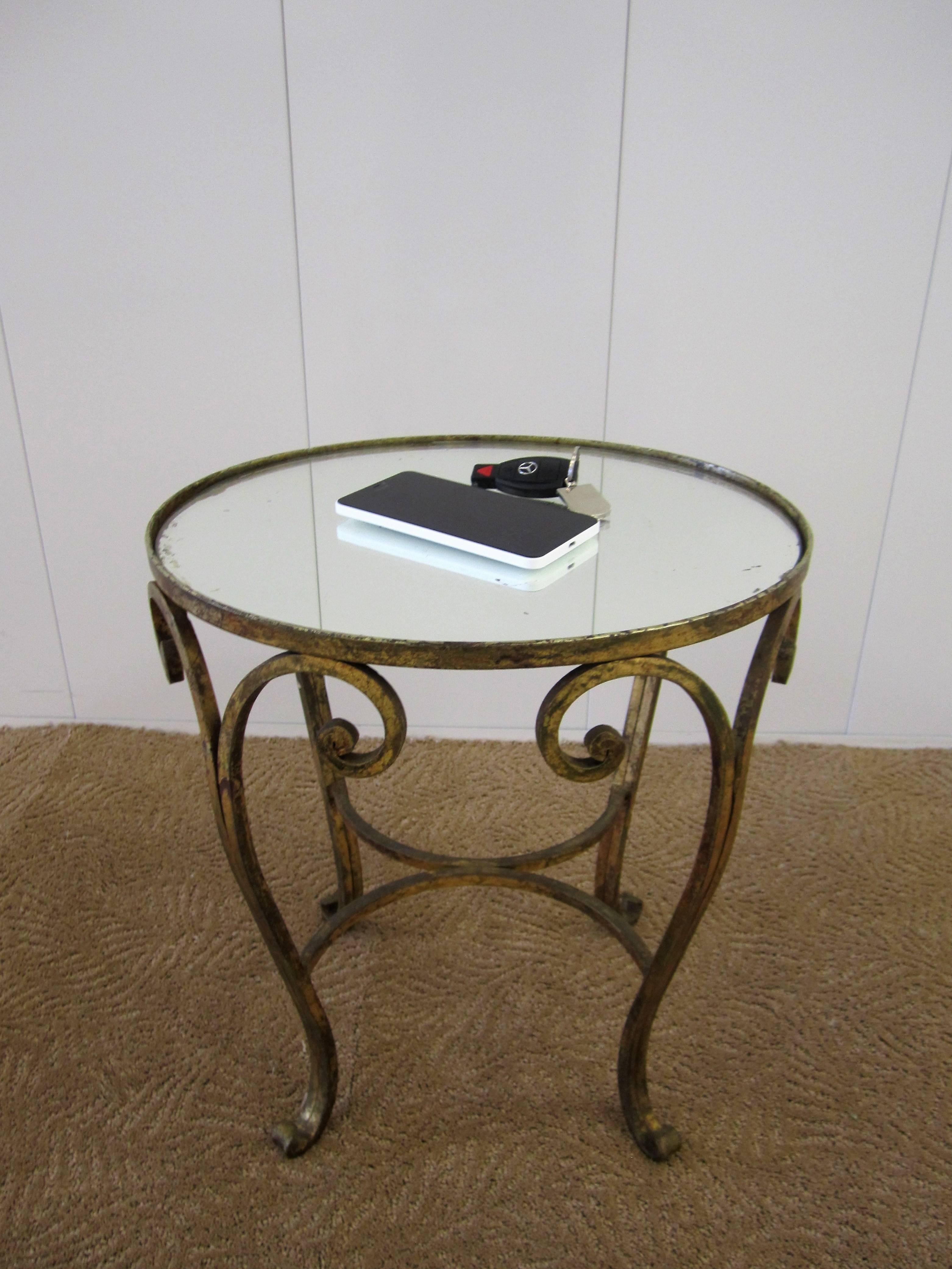 Gold Gilt and Glass Mirror Top Side or Drinks Table 4