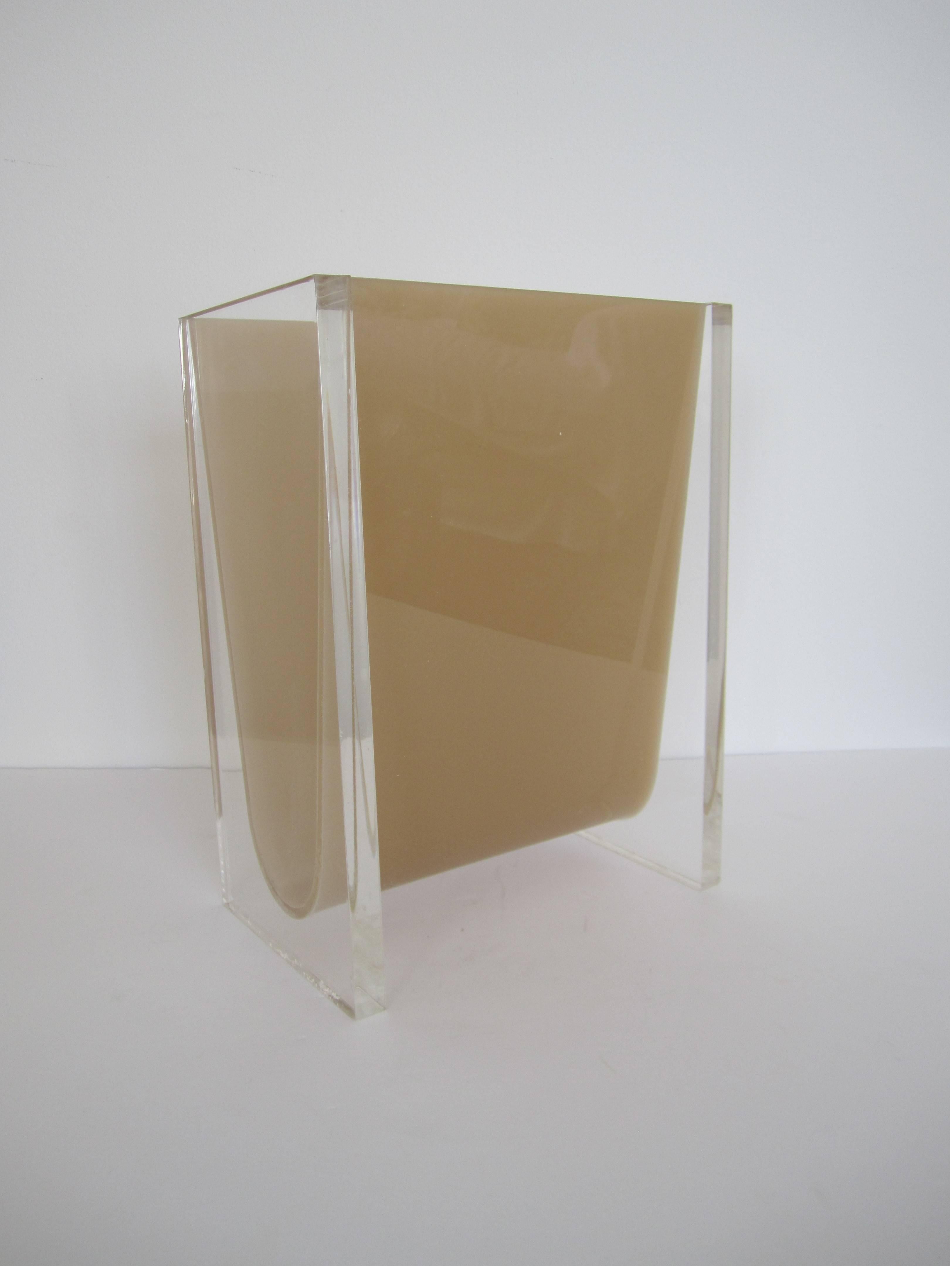 Contemporary Vintage Lucite Waste Basket in the Style of Charles Hollis Jones