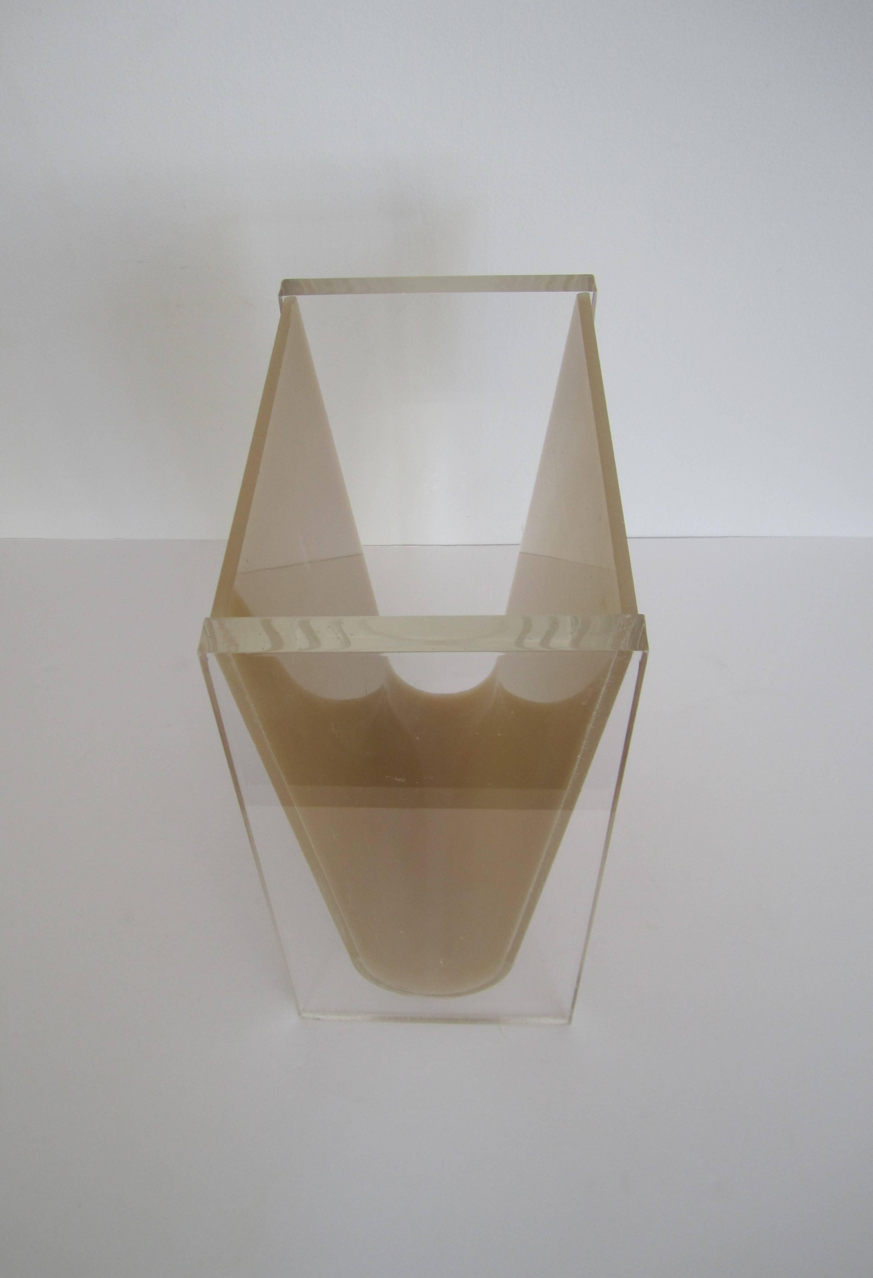 Acrylic Vintage Lucite Waste Basket in the Style of Charles Hollis Jones