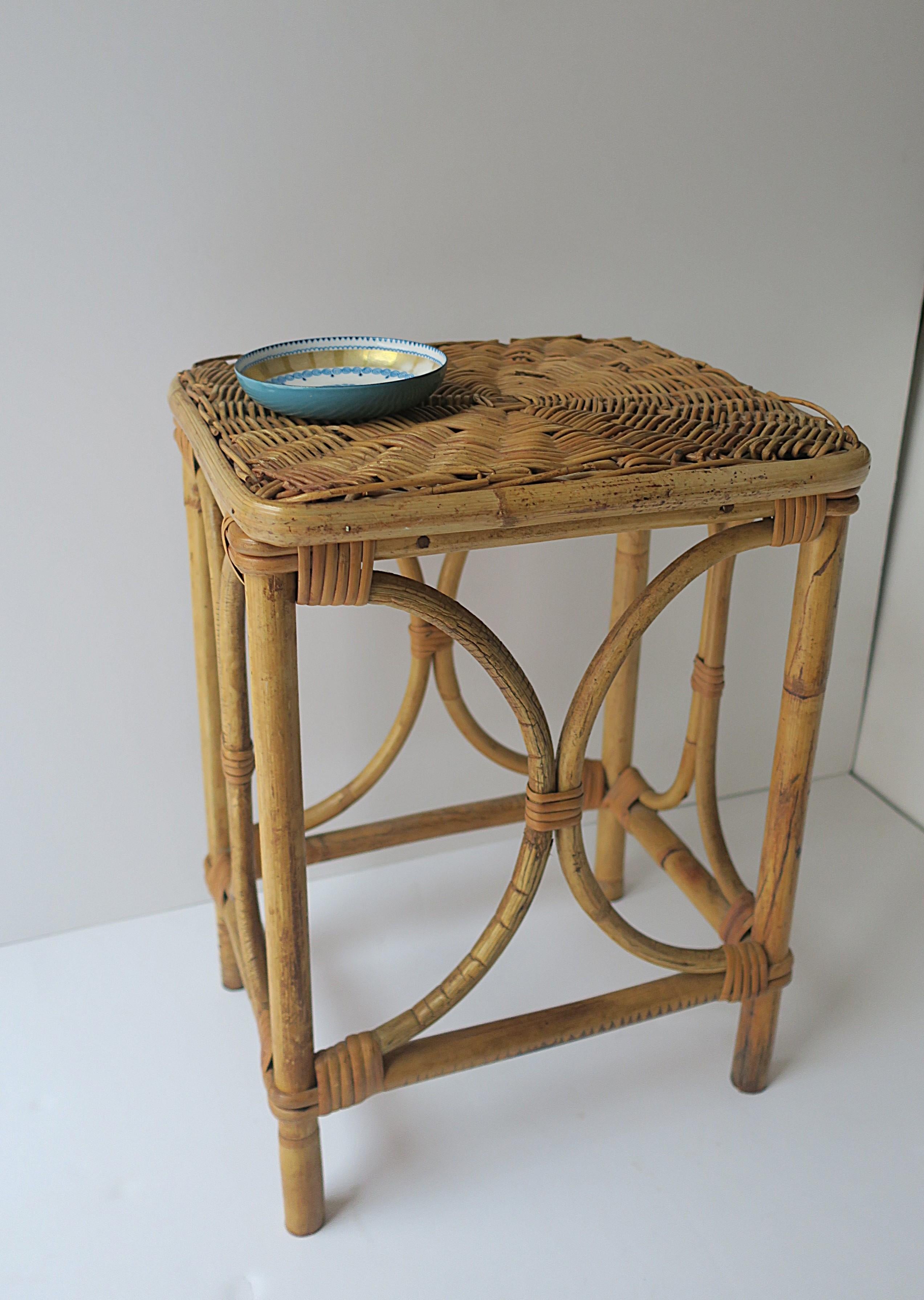 Wicker Rattan Side Drinks Table For Sale 2