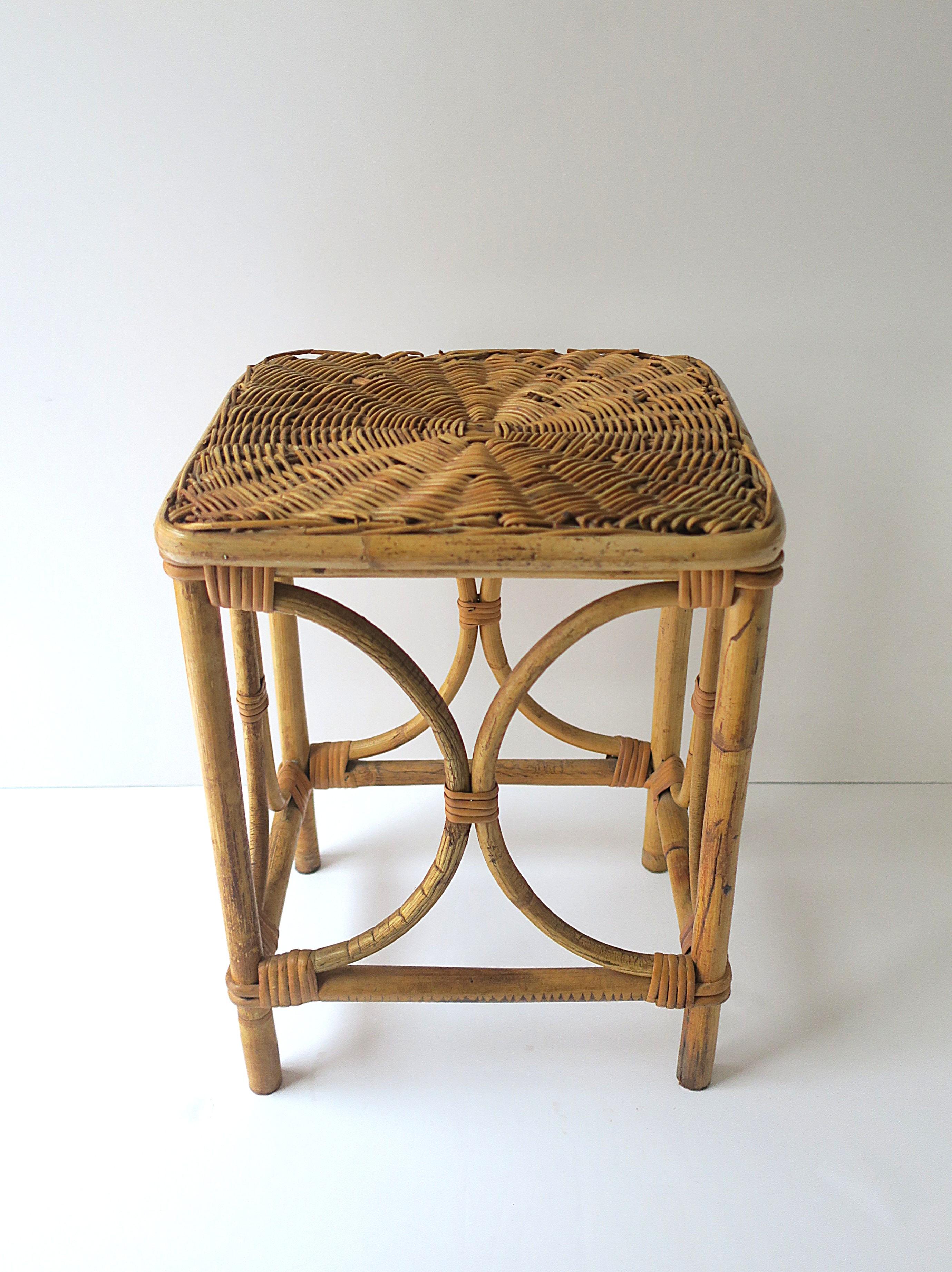 Wicker Rattan Side Drinks Table For Sale 1