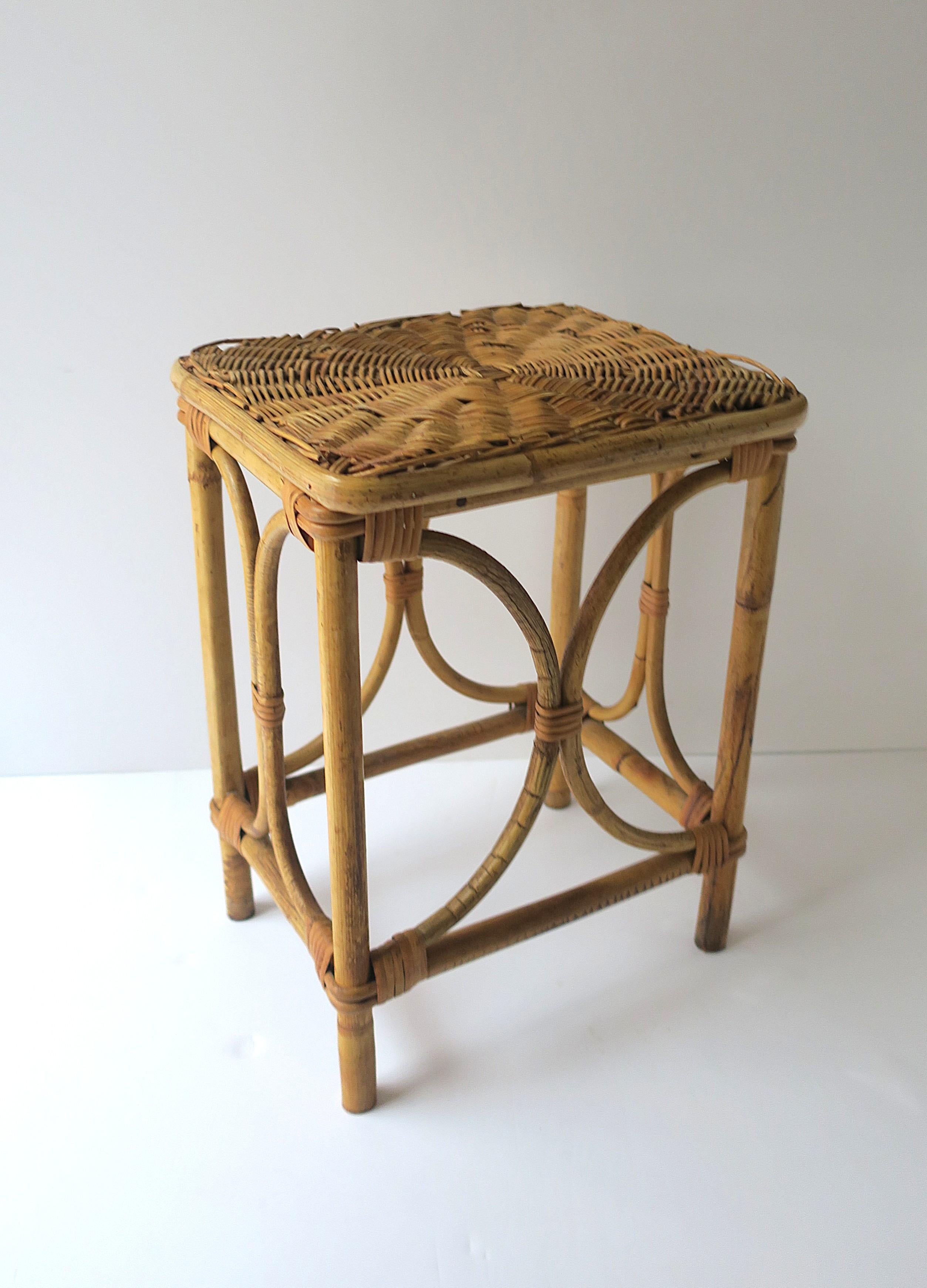 Wicker Rattan Side Drinks Table For Sale 3