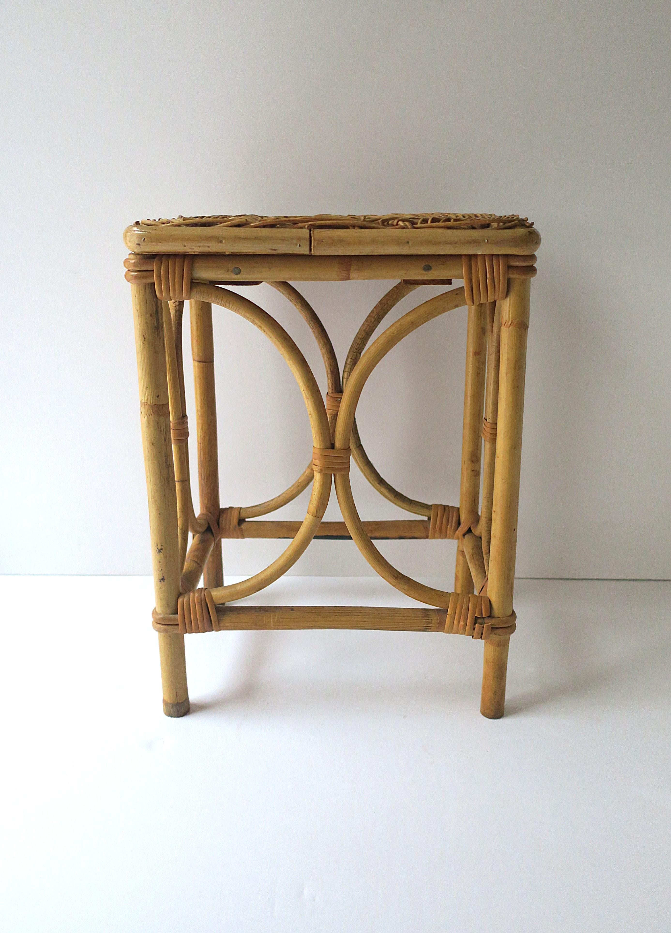 Wicker Rattan Side Drinks Table For Sale 5
