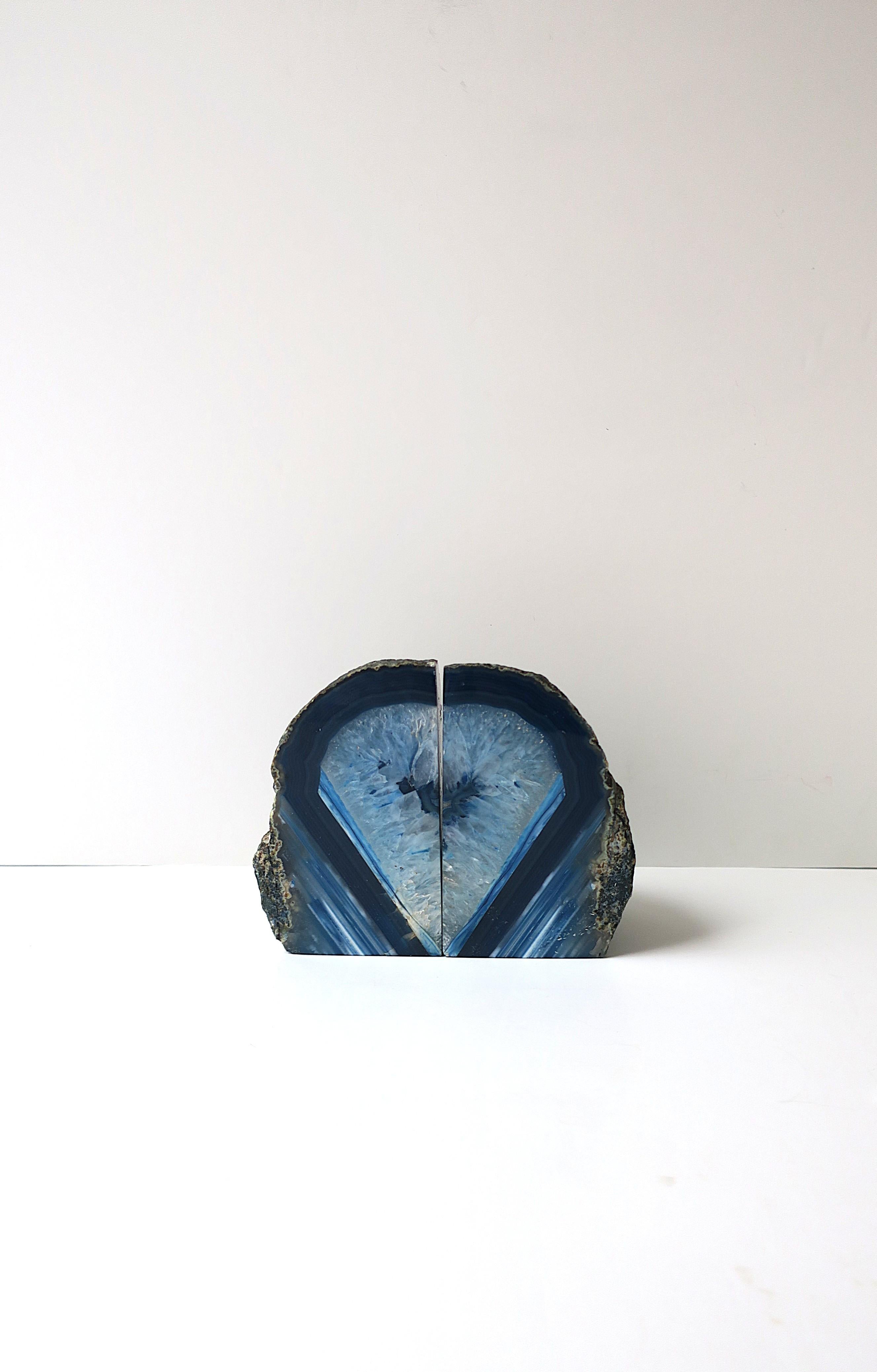 Sujetalibros o Objetos Decorativos de Ágata Azul y Ónice, Pareja Moderno orgánico en venta