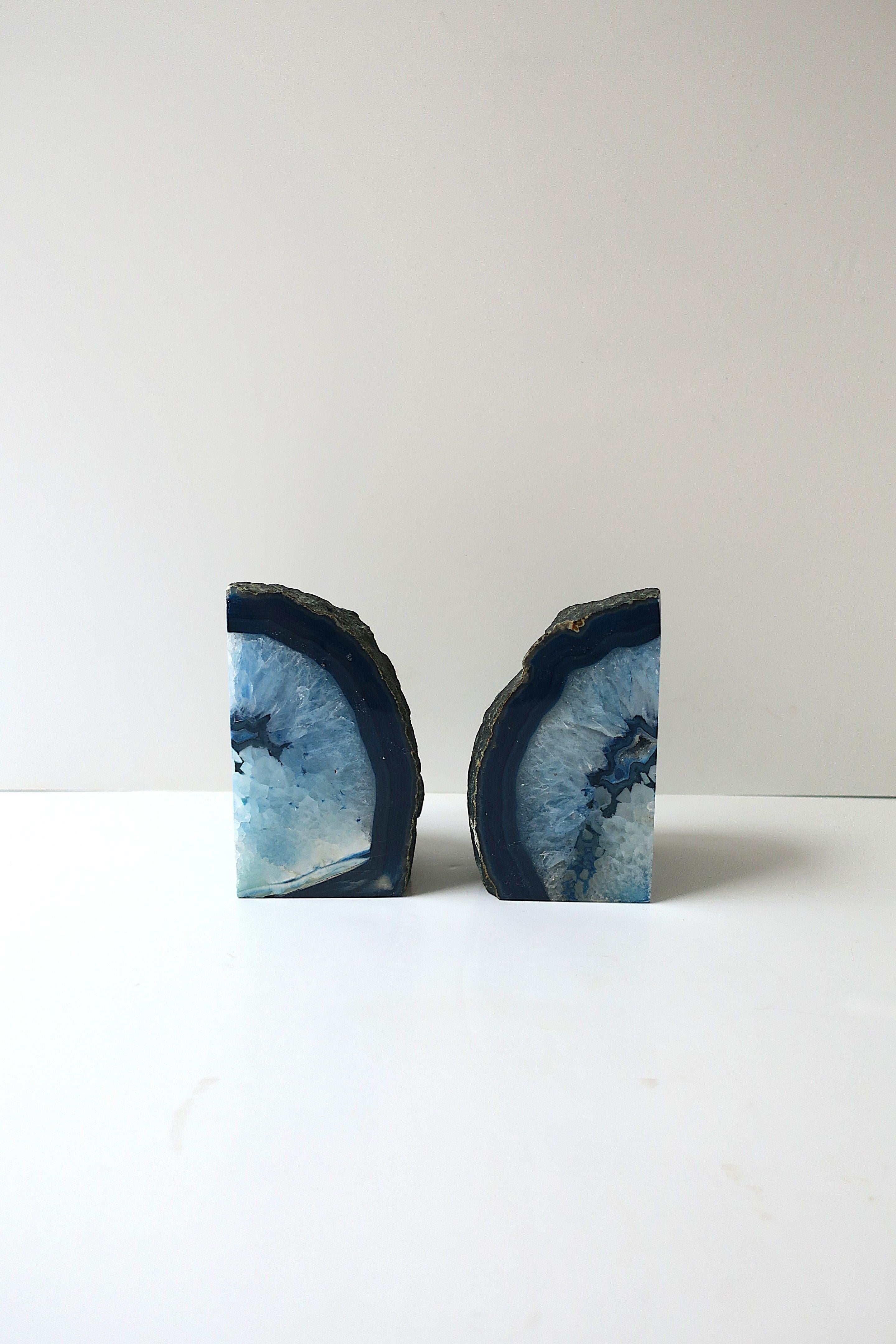 Sujetalibros o Objetos Decorativos de Ágata Azul y Ónice, Pareja en venta 2