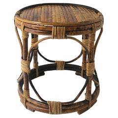 Bamboo Wicker Small Table Plant Stand