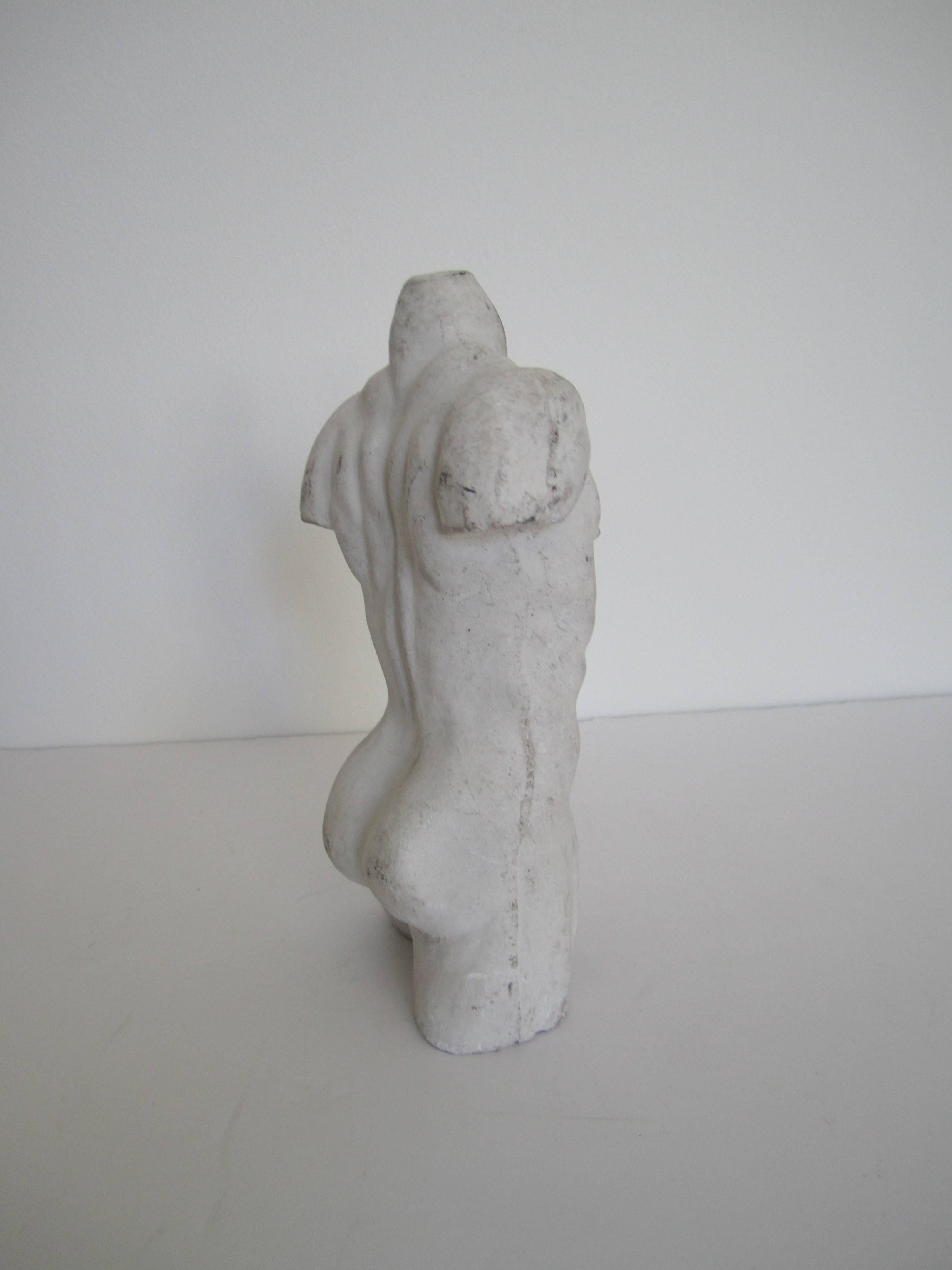 20th Century Male Torso Plaster Sculpture