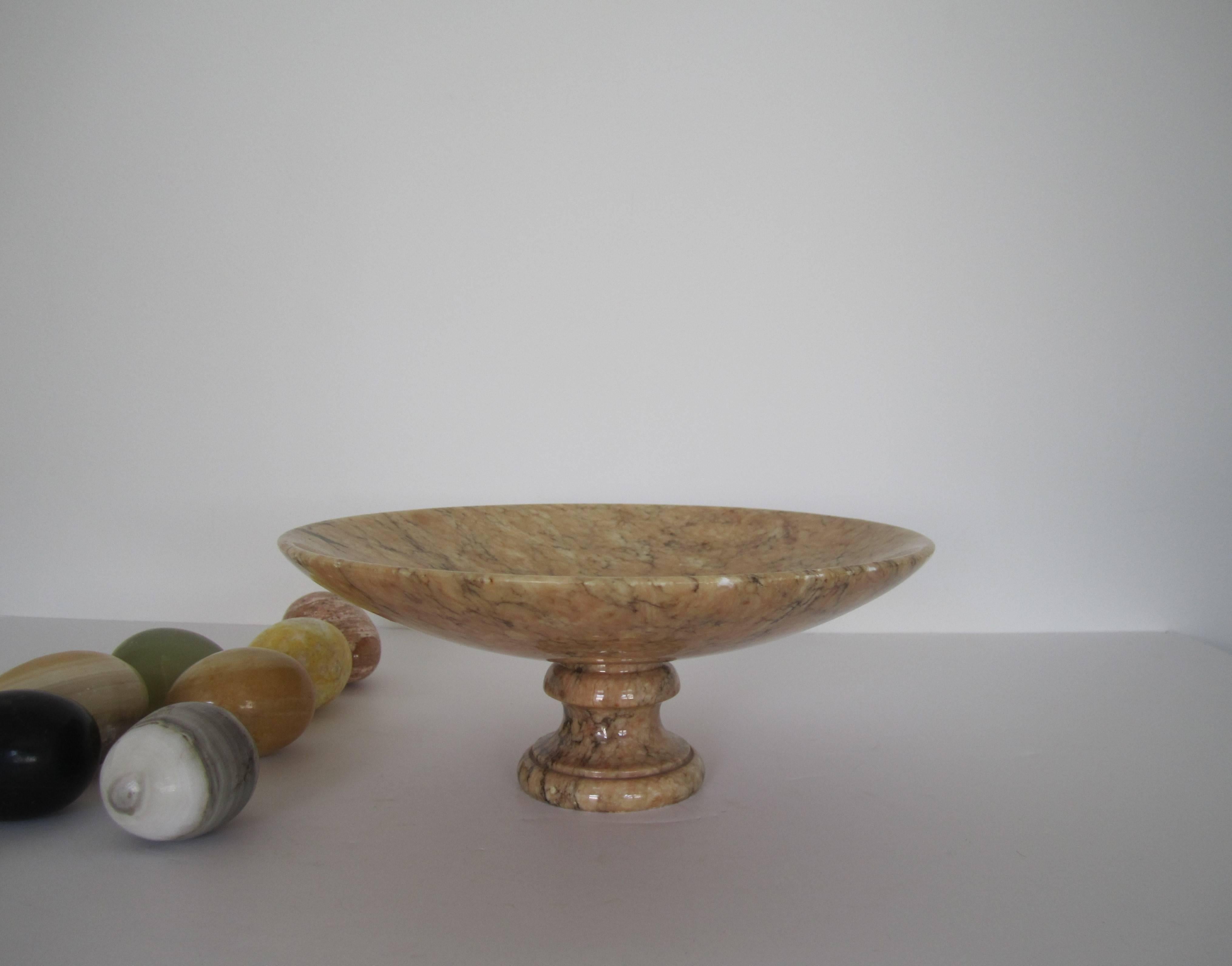 20th Century Vintage Alabaster Tazza Centerpiece with Marble and Onyx Egg Sculptures