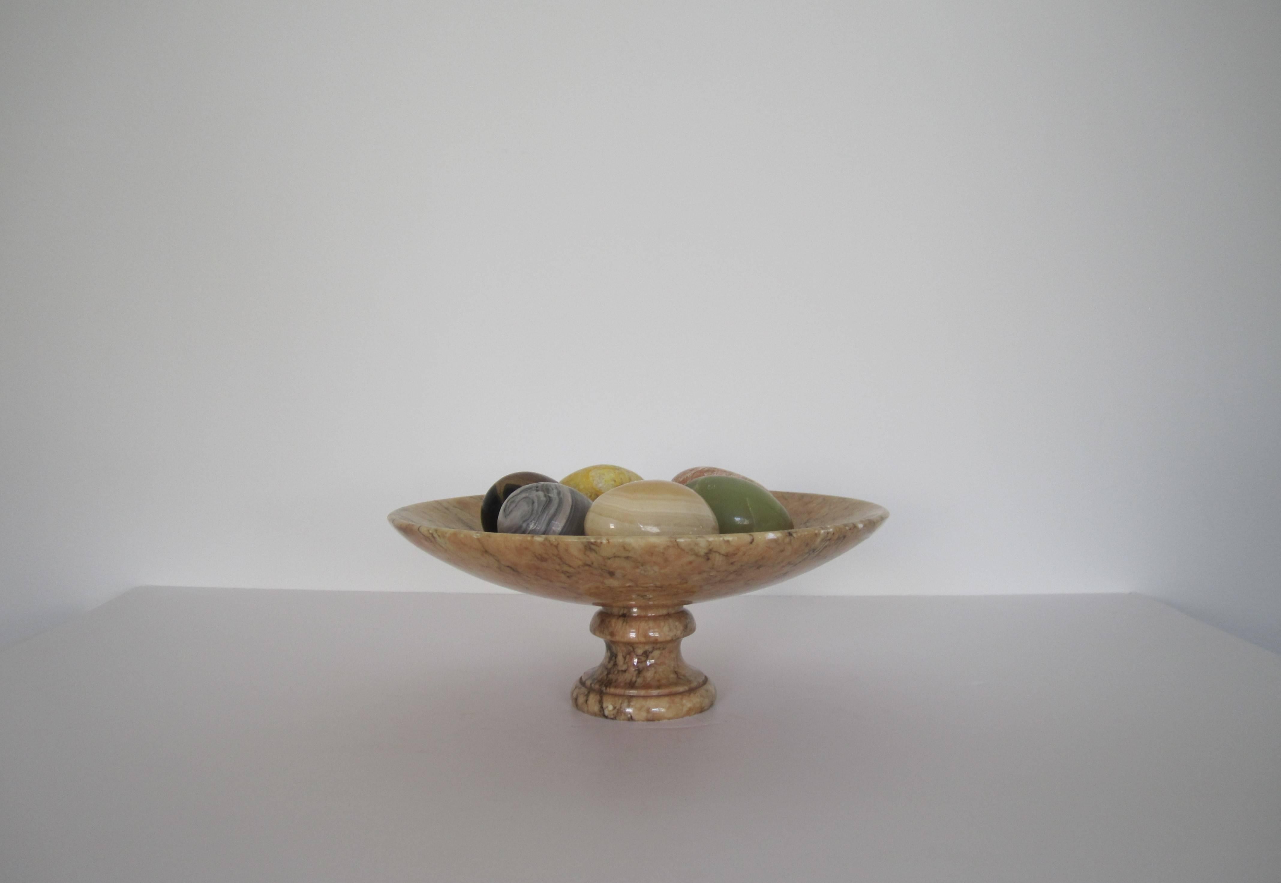 Vintage Alabaster Tazza Centerpiece with Marble and Onyx Egg Sculptures In Excellent Condition In New York, NY