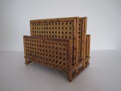 Vintage Bamboo and Rattan Letter Holder or Desk Organizer, 1970s