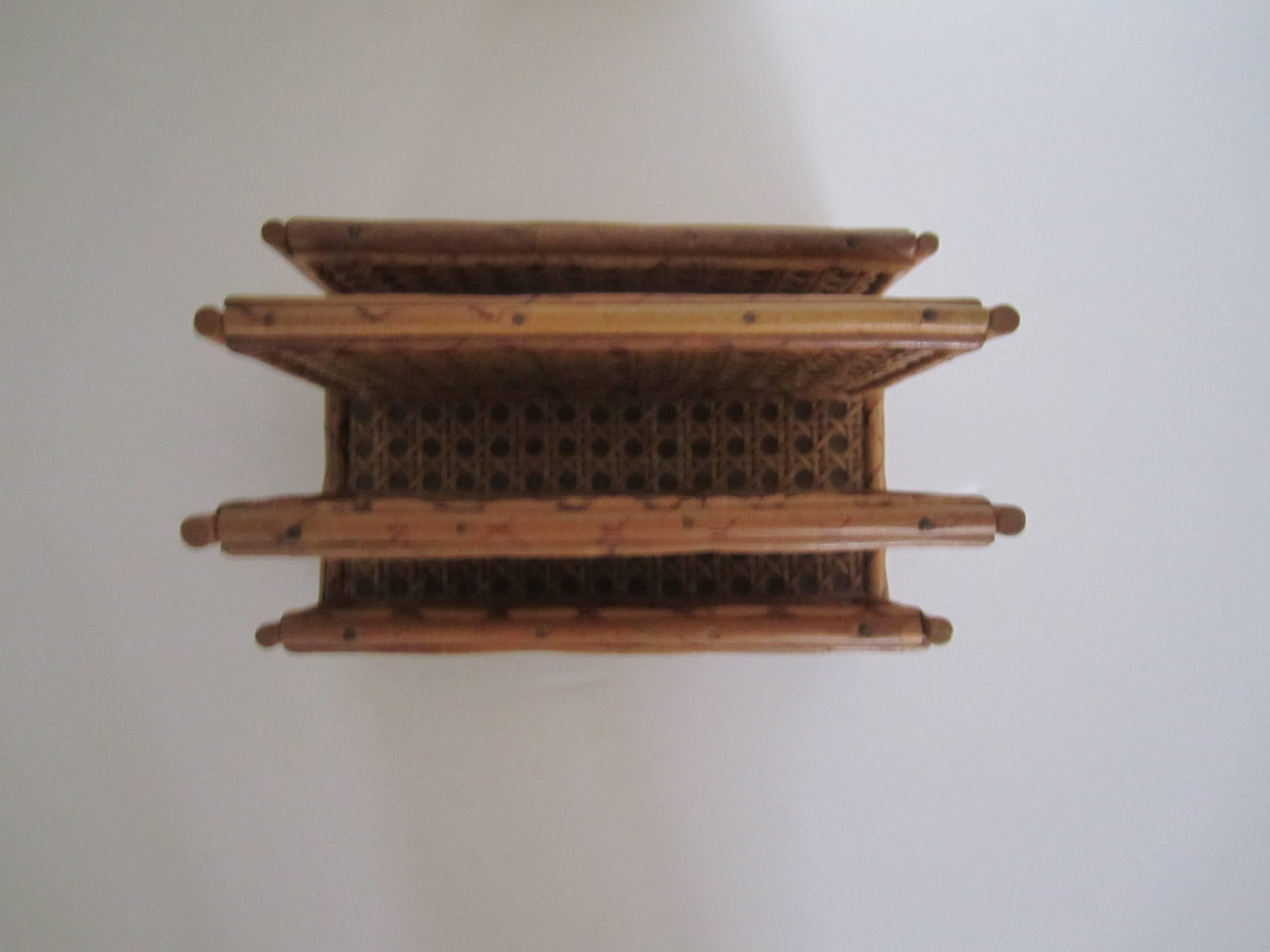 American Vintage Bamboo and Rattan Letter Holder or Desk Organizer, 1970s