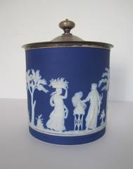 Antique Wedgwood Jasperware Blue, White and Sterling Silver Vessel, England