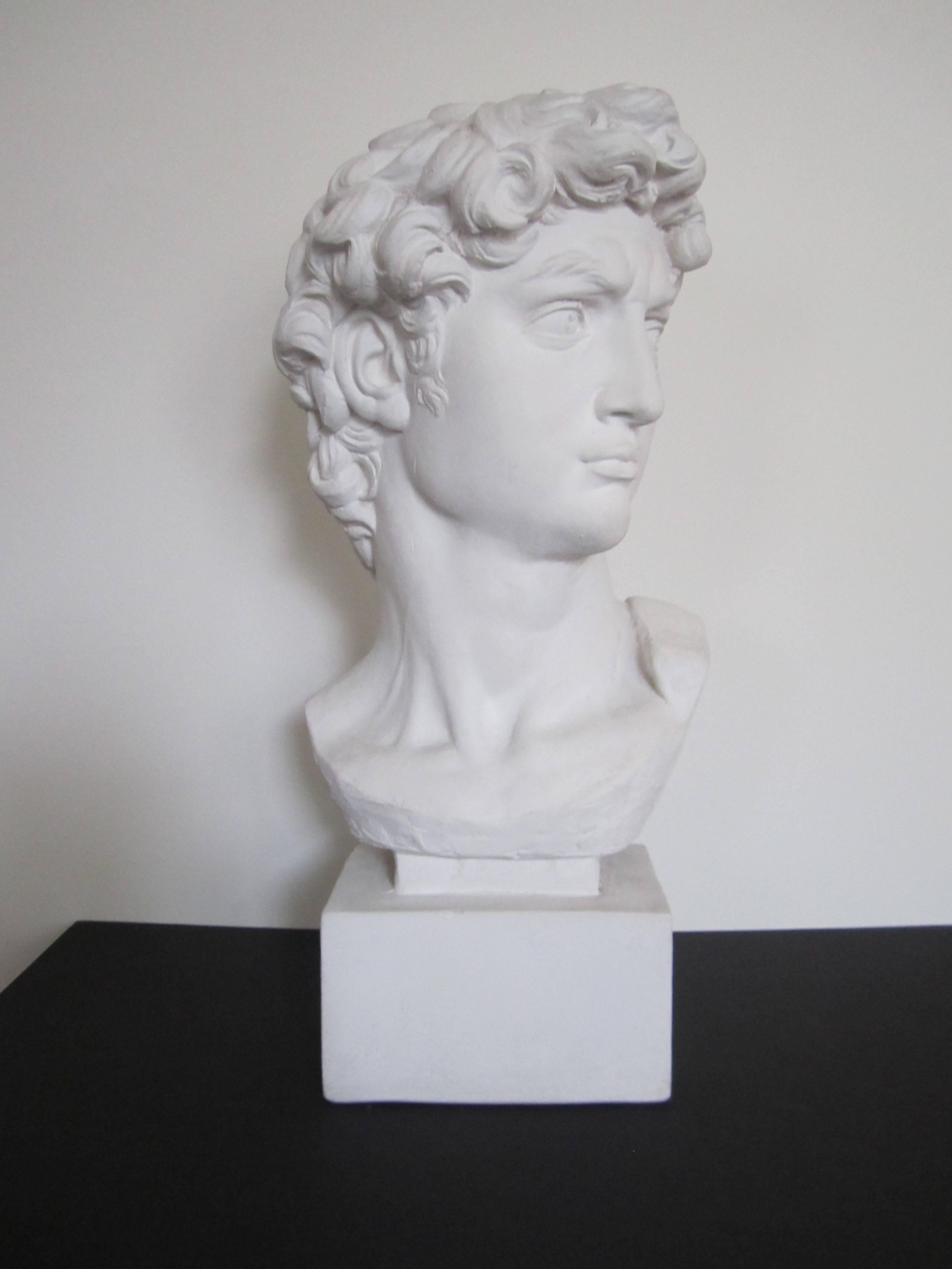 In classical Roman style, a vintage bust of the David. Color is white.
Item available here online. By request, item can be made available by appointment to the Trade (in New York.) Alternatively, by request, item can be made available for viewing