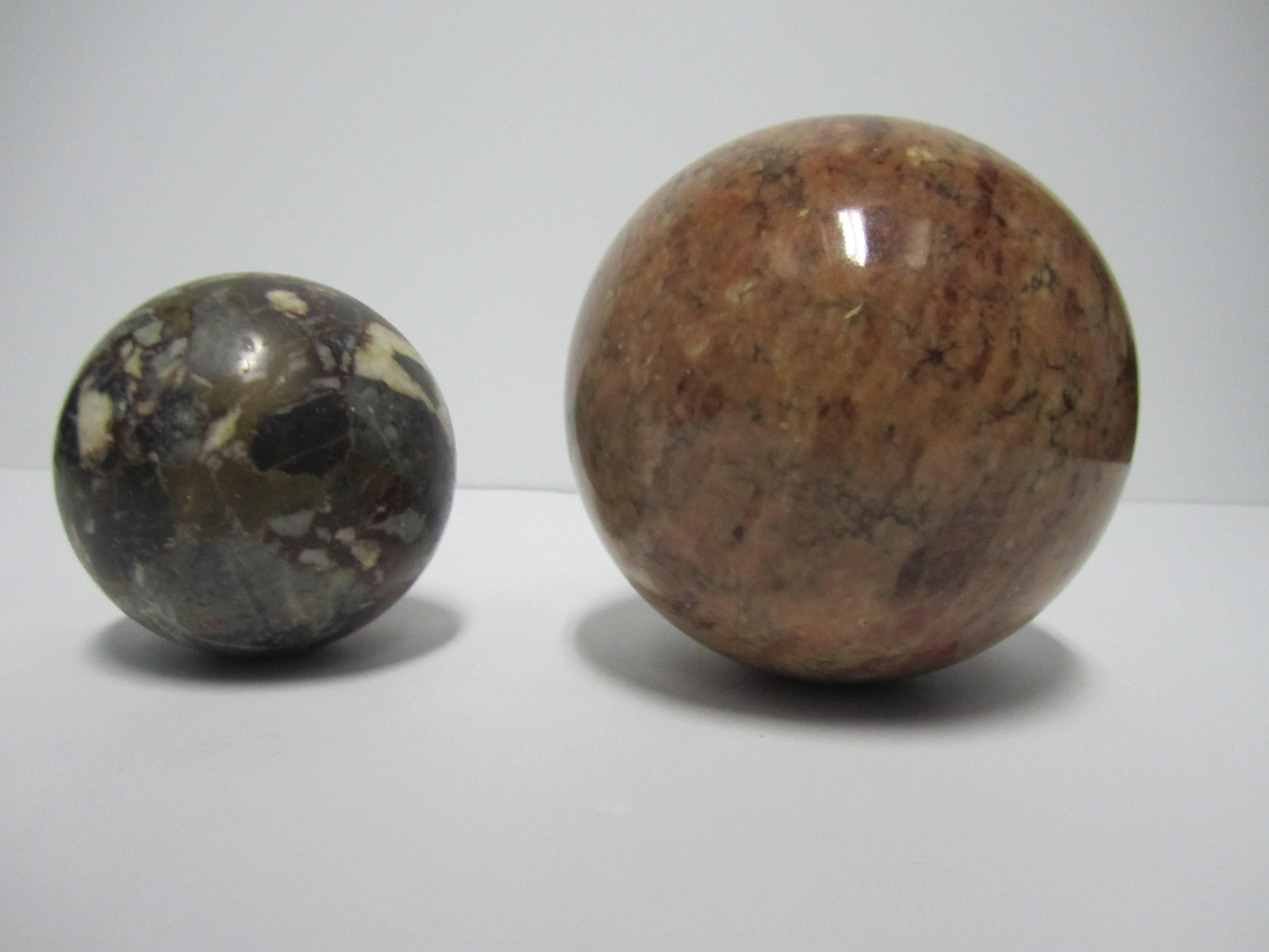 Italian Pair of Vintage Modern Marble Spheres, 1970s